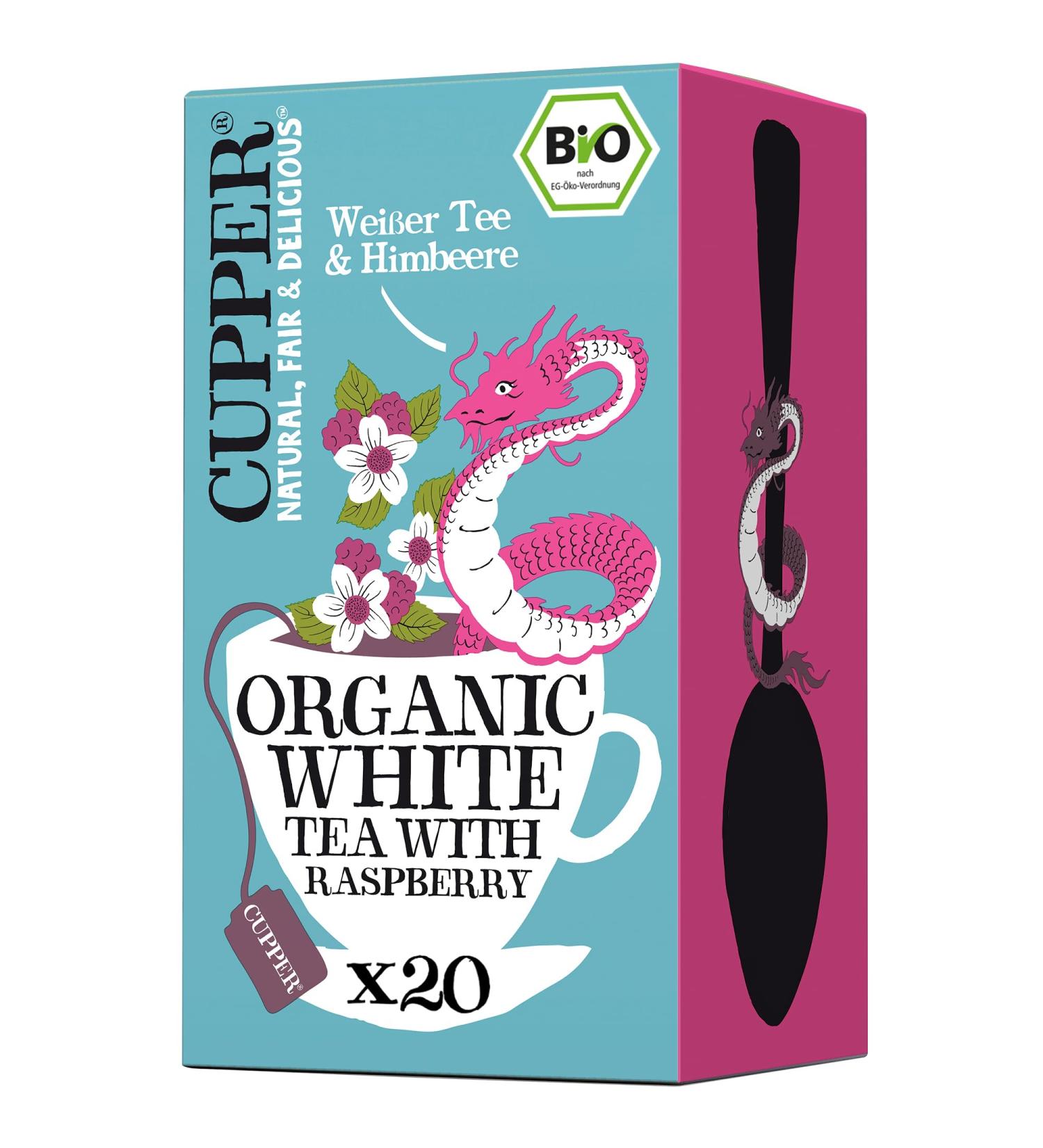 Cupper Organic White Tea with Raspberry 20 Bags | Premium Quality Naturally Delicious 34g - Buy Online on GoSupps.com
