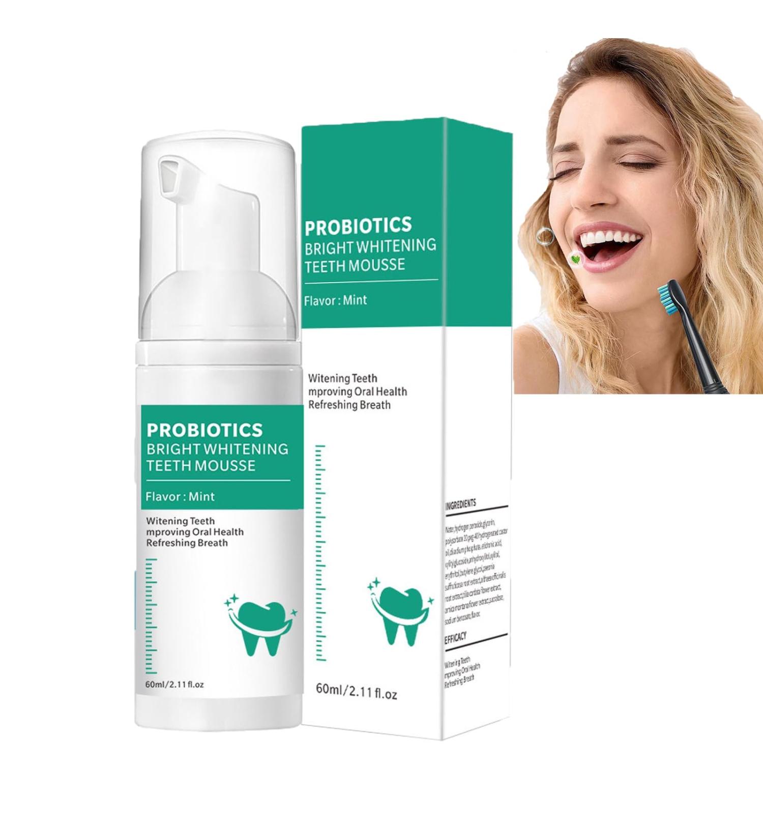 Probiotics Bright Whitening Teeth Mousse - Herbal Oral Repair & Deep Cleaning Toothpaste for Ultimate Teeth Whitening (1PC) - Buy Online on GoSupps.com