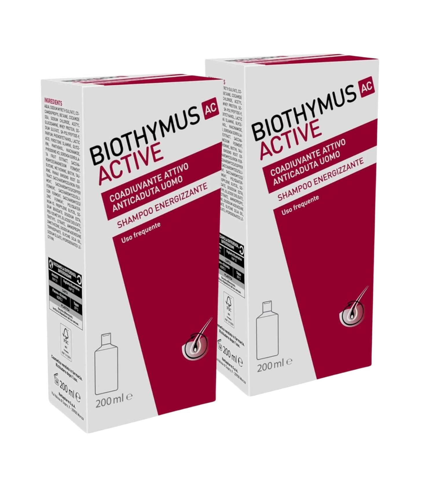 Biothymus Biothymus Active Men Energizing Anti-Hair Loss Shampoo for all hair types 2 packs of 200 ml