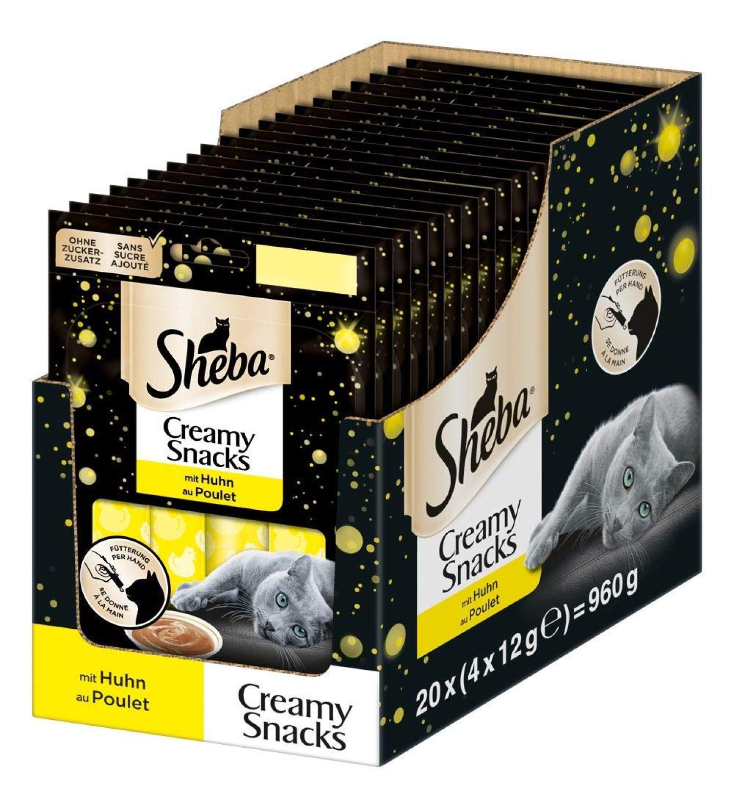 Sheba Creamy Snacks for Cats - 80 x 12g Chicken Licking Sticks | Delicious Creamy Treats - Buy Online on GoSupps.com