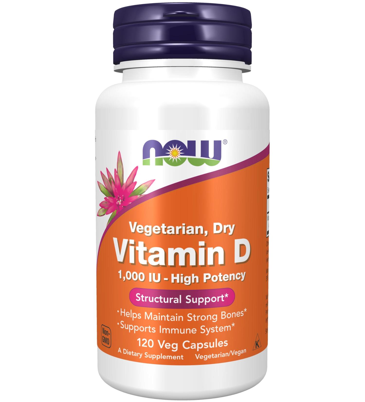 NOW Foods - Vitamin D Vegetarian Dry 1000 IU - 120 Vegetarian Capsules