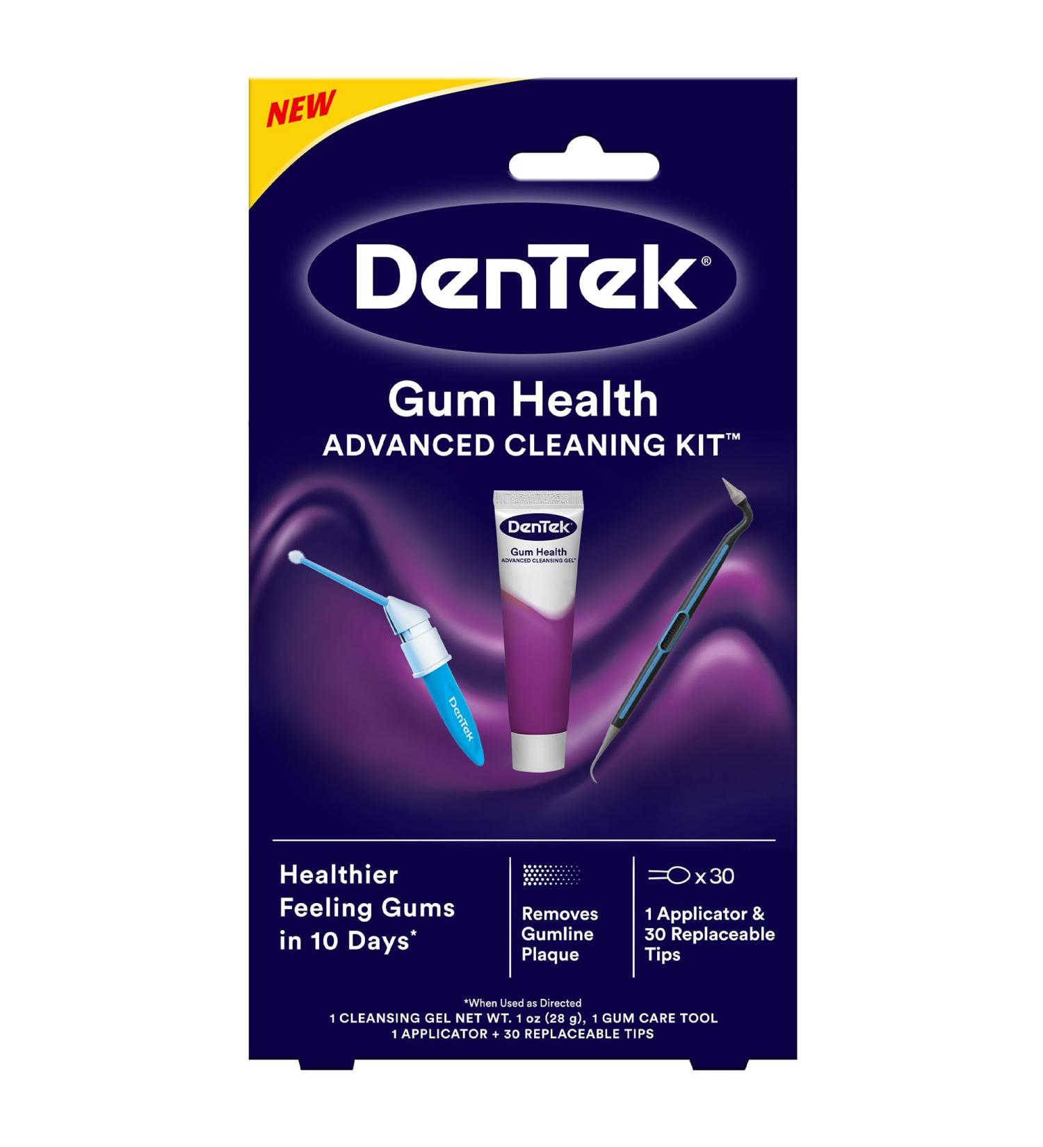DenTek Gum Health Advanced Cleaning Kit | Oral Care Hygiene Tools - Gum Cleansing Gel Massager & Plaque Scraper - Buy Online on GoSupps.com