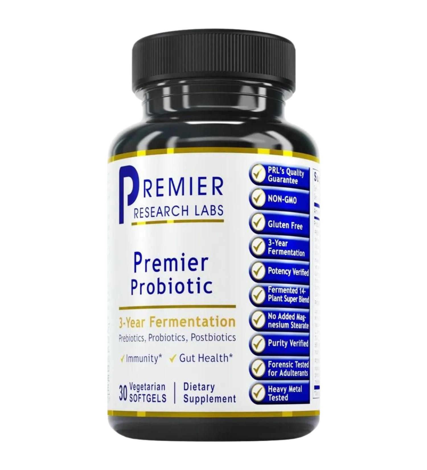 Premier Research Labs Premier Probiotic - Pre Pro Post Biotics for Women & Men Quad Biotic Quadbiotic Prebiotics Probiotics Postbiotics & Phytobiotics - 30 Vegetarian Softgel Capsules - Buy Online on GoSupps.com