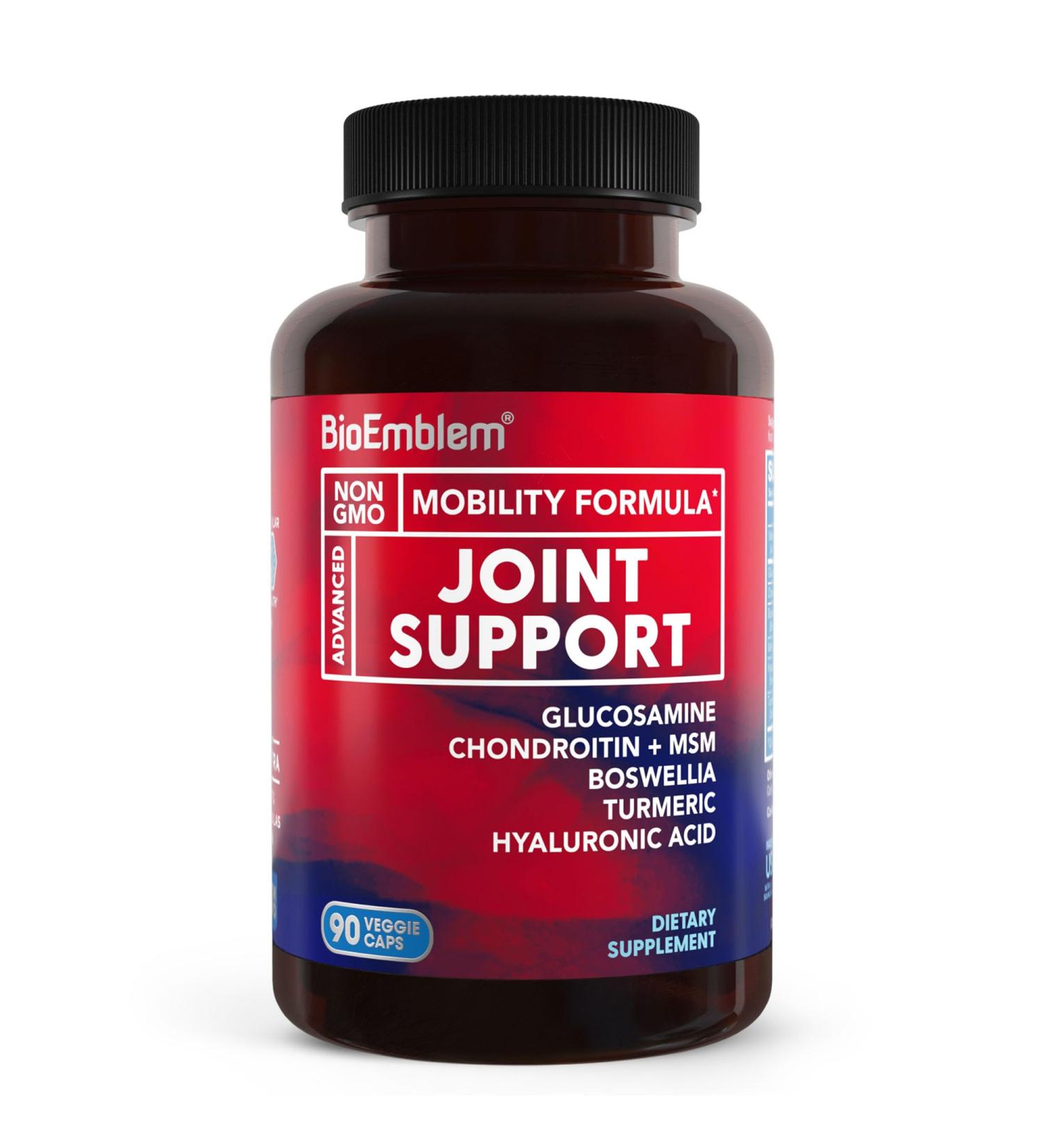 BioEmblem Joint Support - Glucosamine Chondroitin + MSM 1500 MG - with Boswellia Turmeric & Hyaluronic Acid - Joint Health Supplement Mobility Flexibility Cartilage - Non-GMO - 90 Caps - Buy Online on GoSupps.com