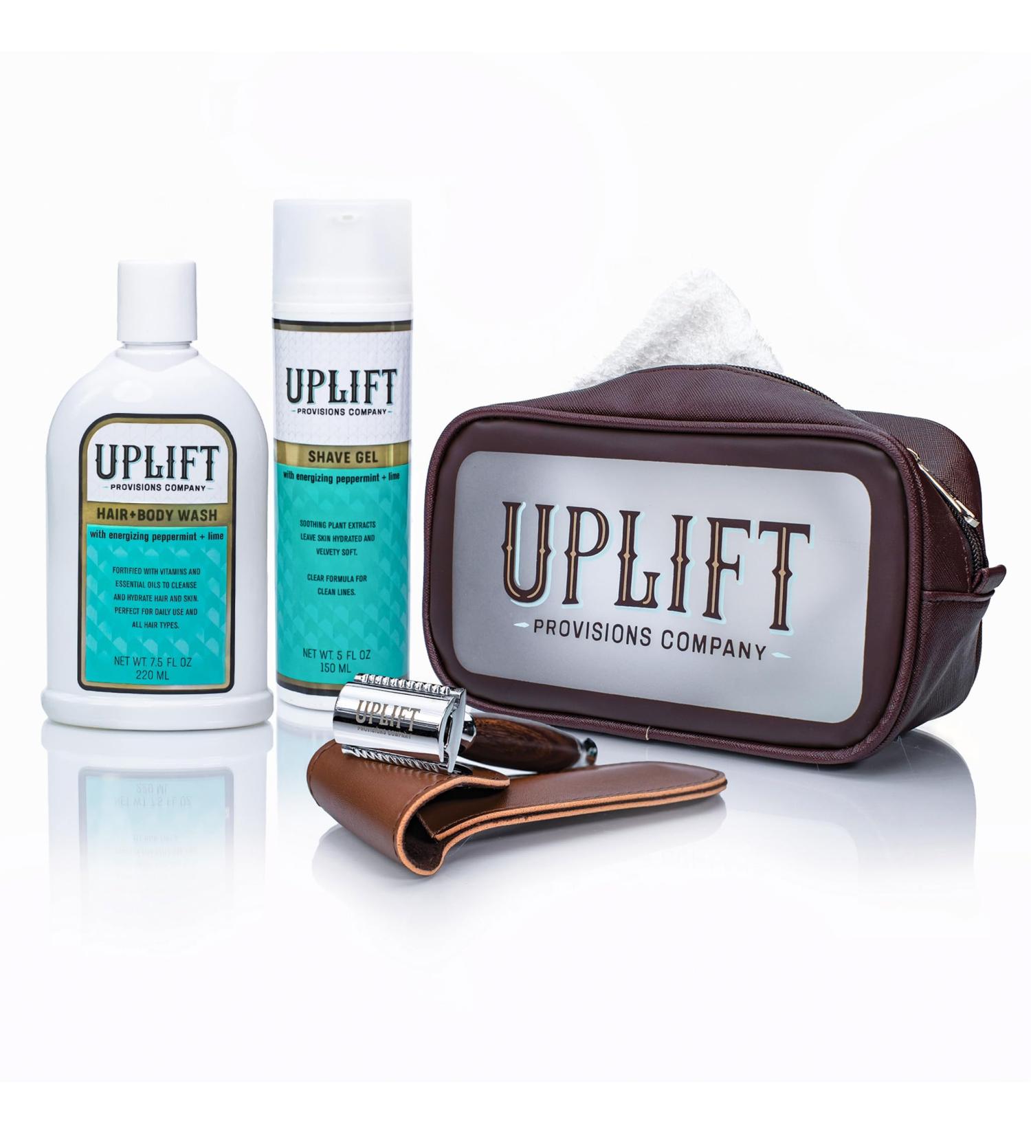 Buy Uplift Luxury Shave Set - Sulfate-Free Hair & Body Wash Plant-Infused Shave Gel & Handmade Wooden Razor - Perfect Shaving Experience Worldwide - Buy Online on GoSupps.com