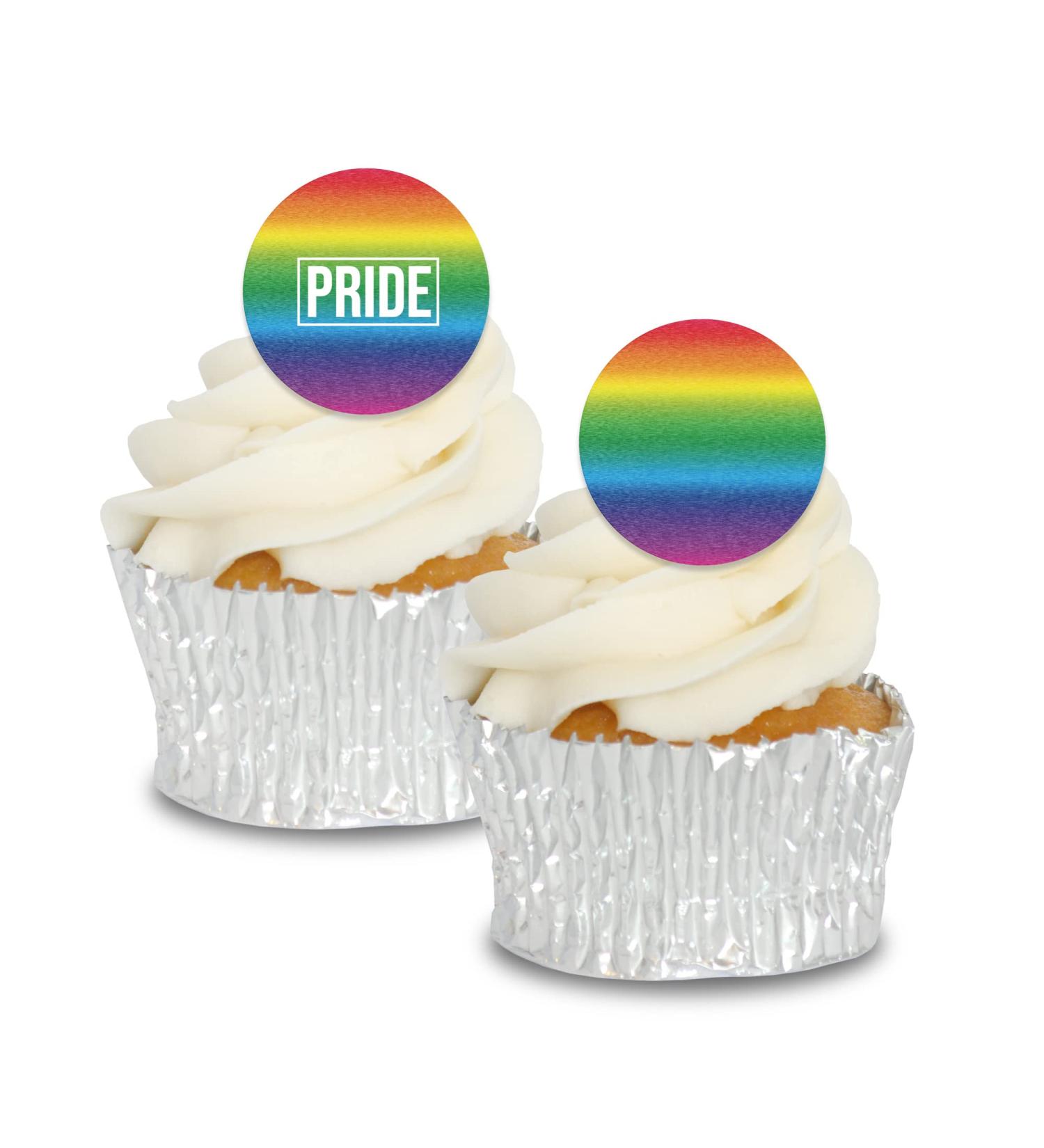 Edible Wafer Rainbow Pride Pre-Cut Cupcake Toppers - 24pc - Buy Online on GoSupps.com