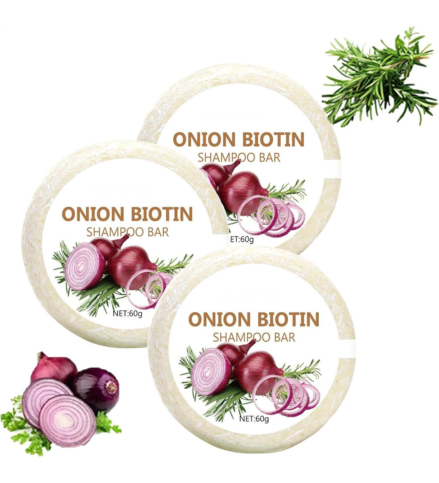  G n rique 3 Pieces 60g Onion Biotin Shampoo Bar Onion Rosemary Shampoo Soap Deep Cleansing And Hydration Hair Growth Use In Shower At Home And Travel - Buy Online on GoSupps.com