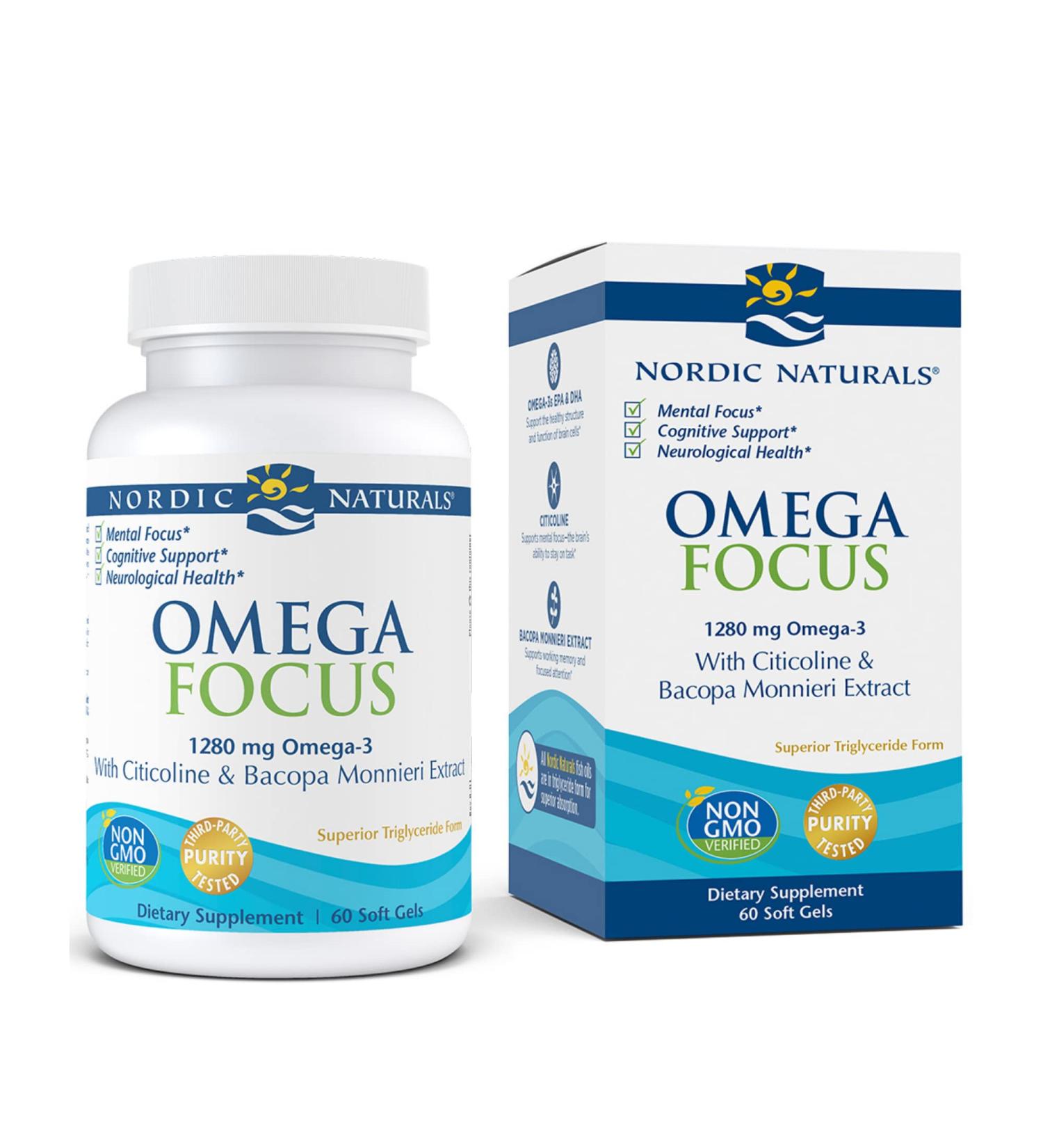 Nordic Naturals Omega Focus - 1280 mg, 60 Soft Gels - Optimal Brain Health Supplement - Buy Online on GoSupps.com