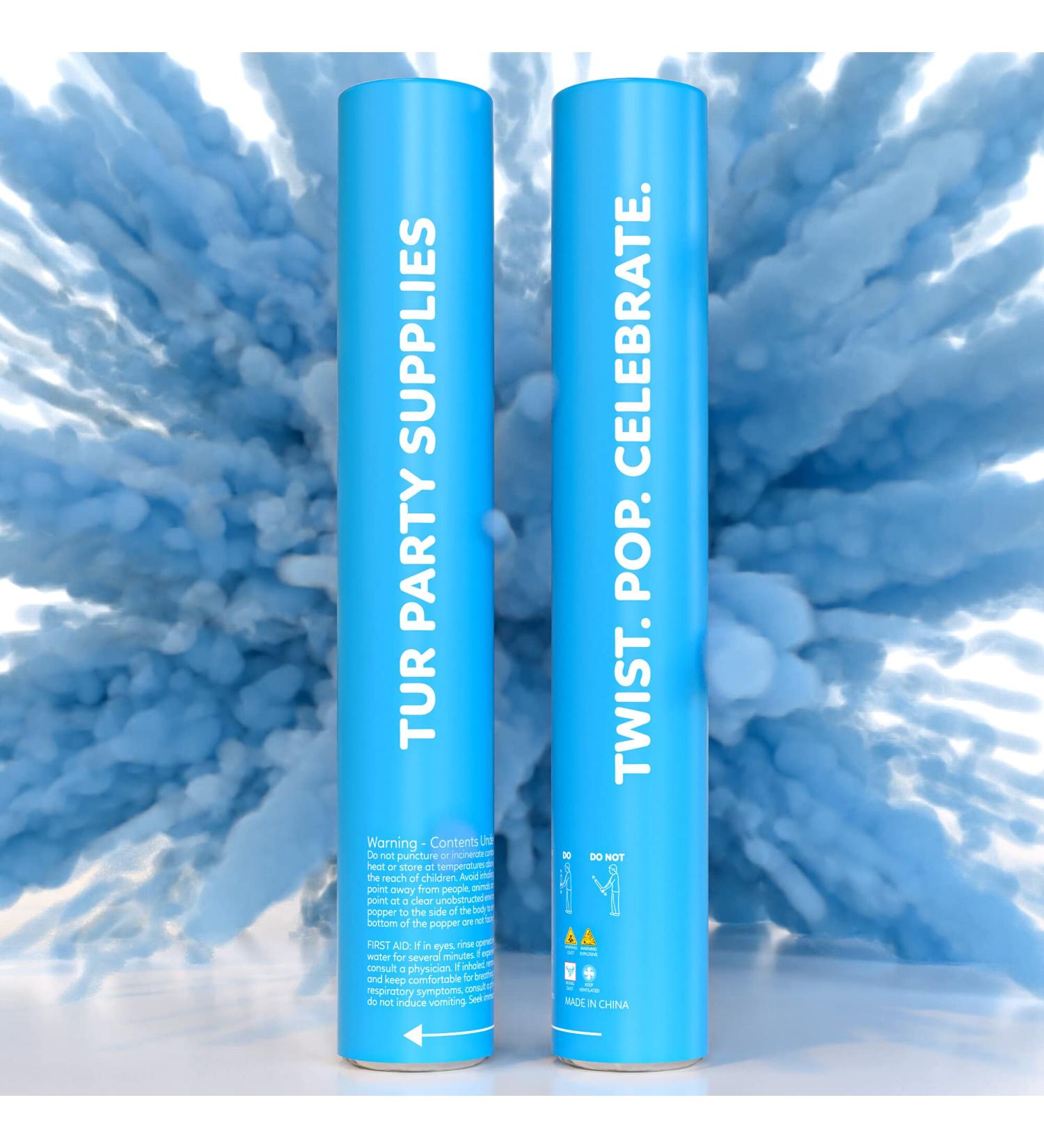 2 Pack Blue Powder Poppers Biodegradable Powder Cannons | TUR Party Supplies | Blue Biodegradable Powder | Launches up to 25ft | Giant (12 in) | Powder Poppers for Celebrations Festivals and Parties 2 Pack (12 inch) Bl... - Buy Online on GoSupps.com