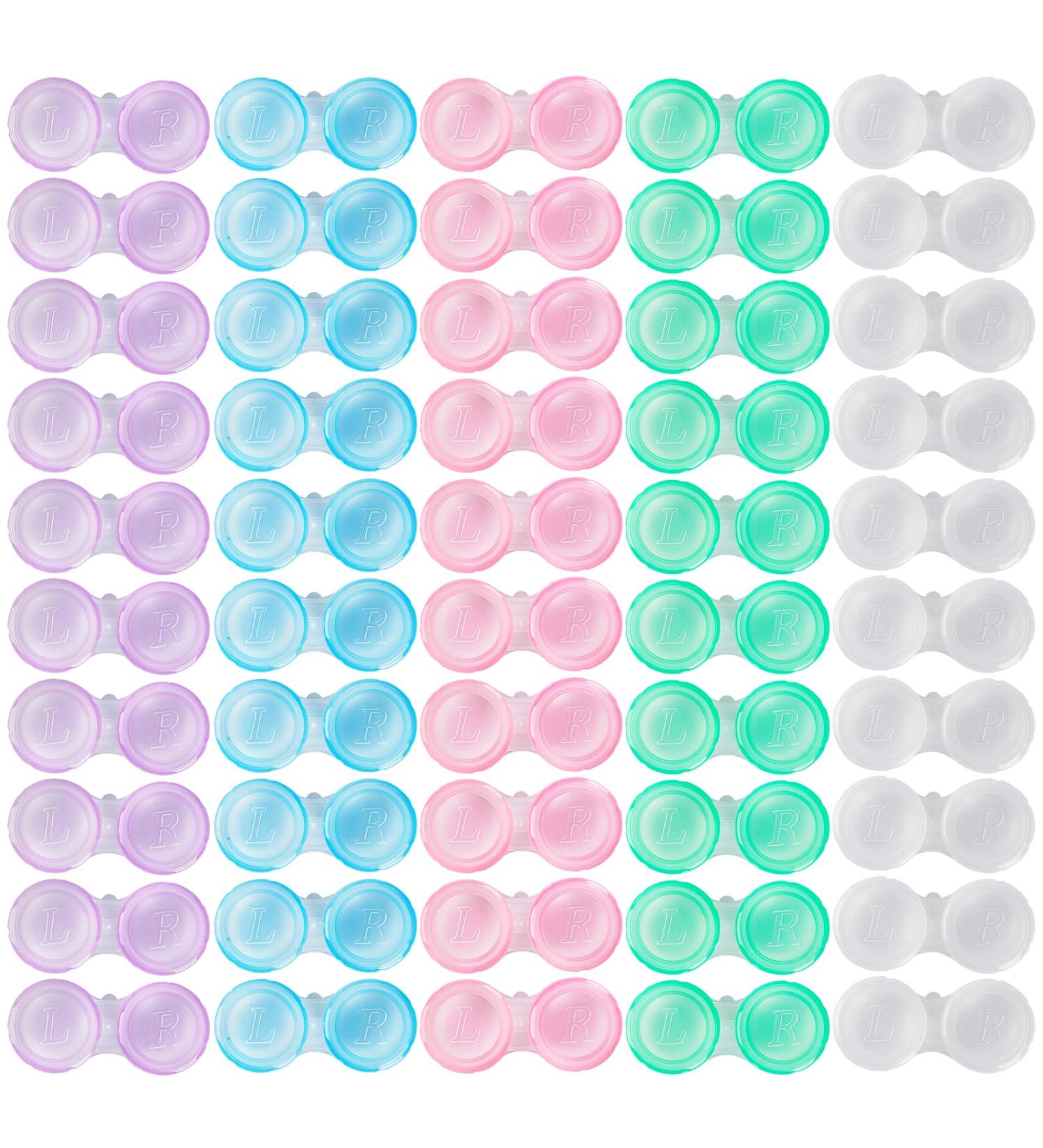 50 Pack Contact Lens Cases - Cute Leak-proof & Bulk Transparent Contact Cases in 5 Colors for Home & Travel - Buy Online on GoSupps.com
