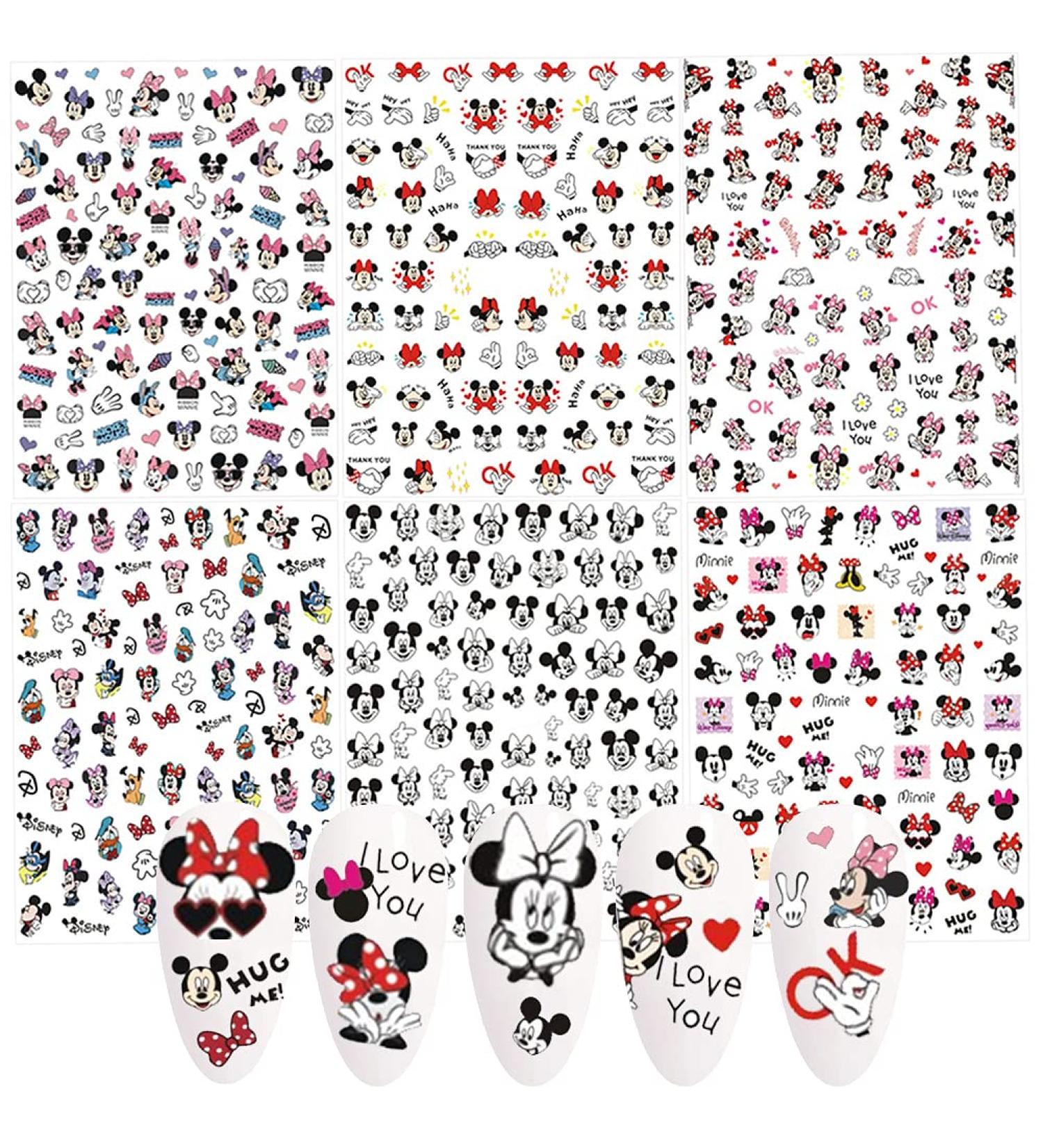 Cute Cartoon Nail Art Stickers - 3D Self Adhesive Decals for DIY Nail Designs - 6 PCS - Buy Online on GoSupps.com