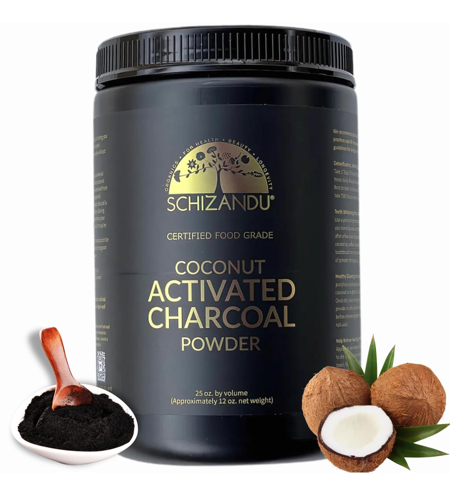 Organic Charcoal Powder by Schizandu - Activated Charcoal Natural Vegan Organic GMO Free - Large Bottle 25 oz Powder - Buy Online on GoSupps.com