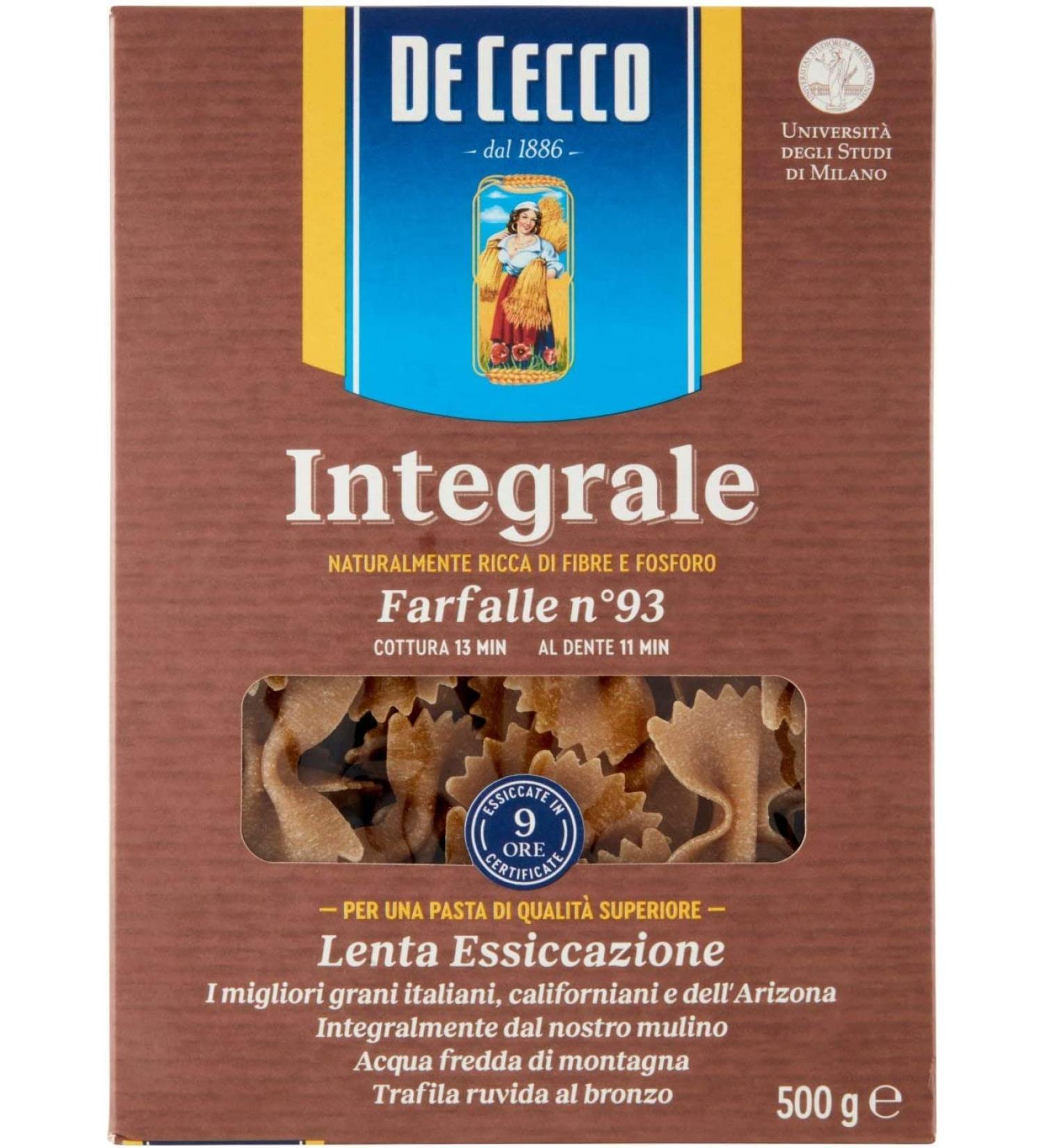  Italian Gourmet E.R. Cecco Pasta Farfalle Integrali No. 93 Italian Pasta 500 g + Pulpa Italian Gourmet 400 g Pack of 10 - Buy Online on GoSupps.com