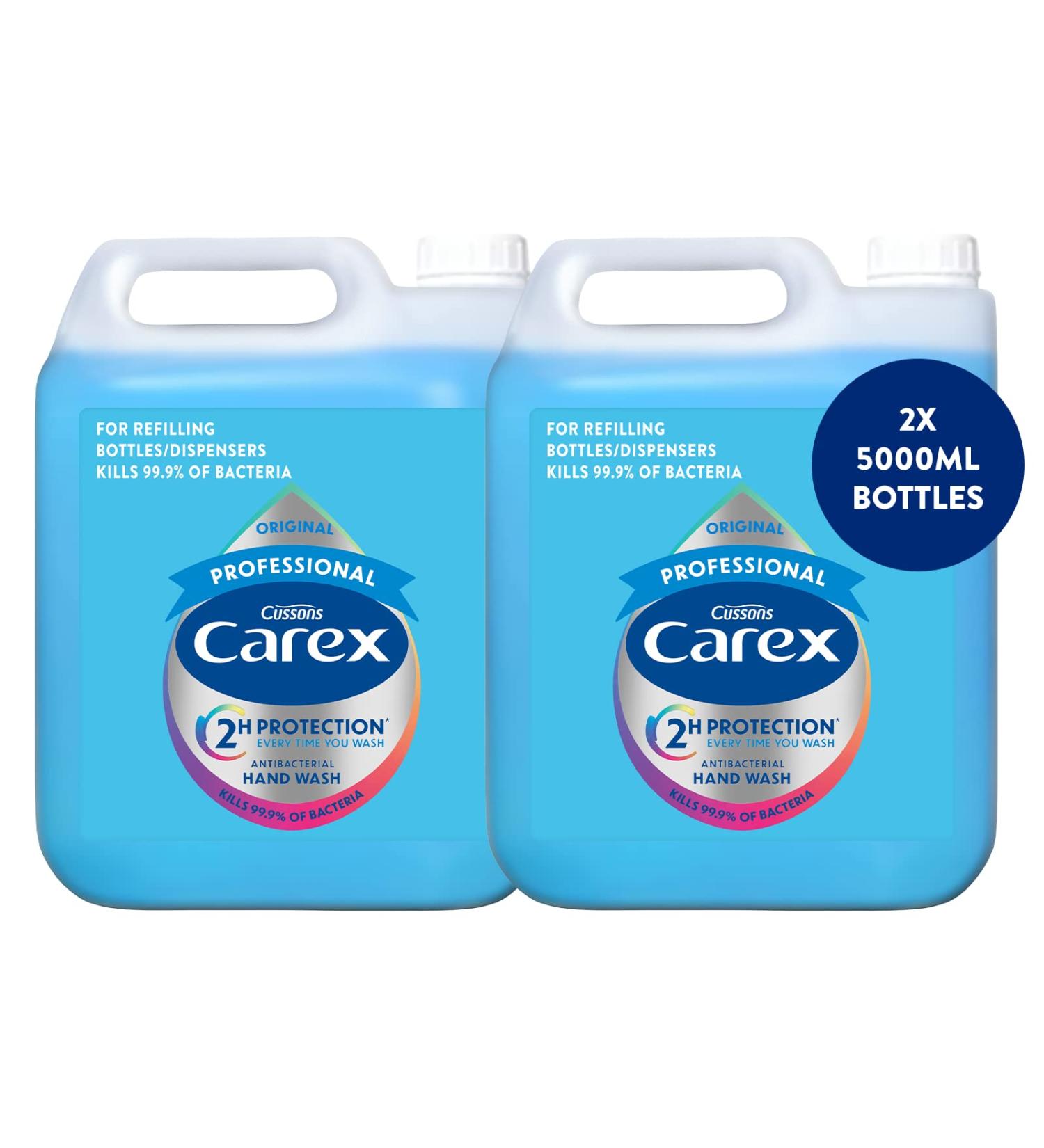 Carex Original Professional Antibacterial Hand Wash - Bulk Buy Eco Refill (2 X 5L) | Gentle & Effective Liquid Hand Soap - Buy Online on GoSupps.com