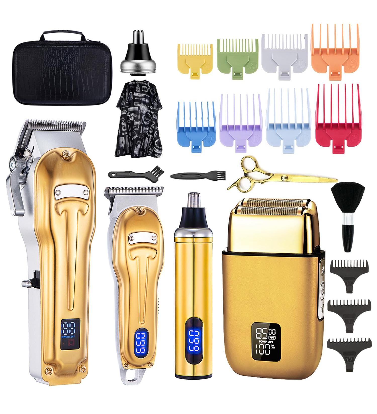 Roziapro Professional Hair Clippers for Men Zero Gapped T-Blade Trimmer Cordless Nose Hair Trimmer Electric Foil Shaver Rechargeable Hair Grooming Set with LED Display (Gold) Gold01 - Buy Online on GoSupps.com
