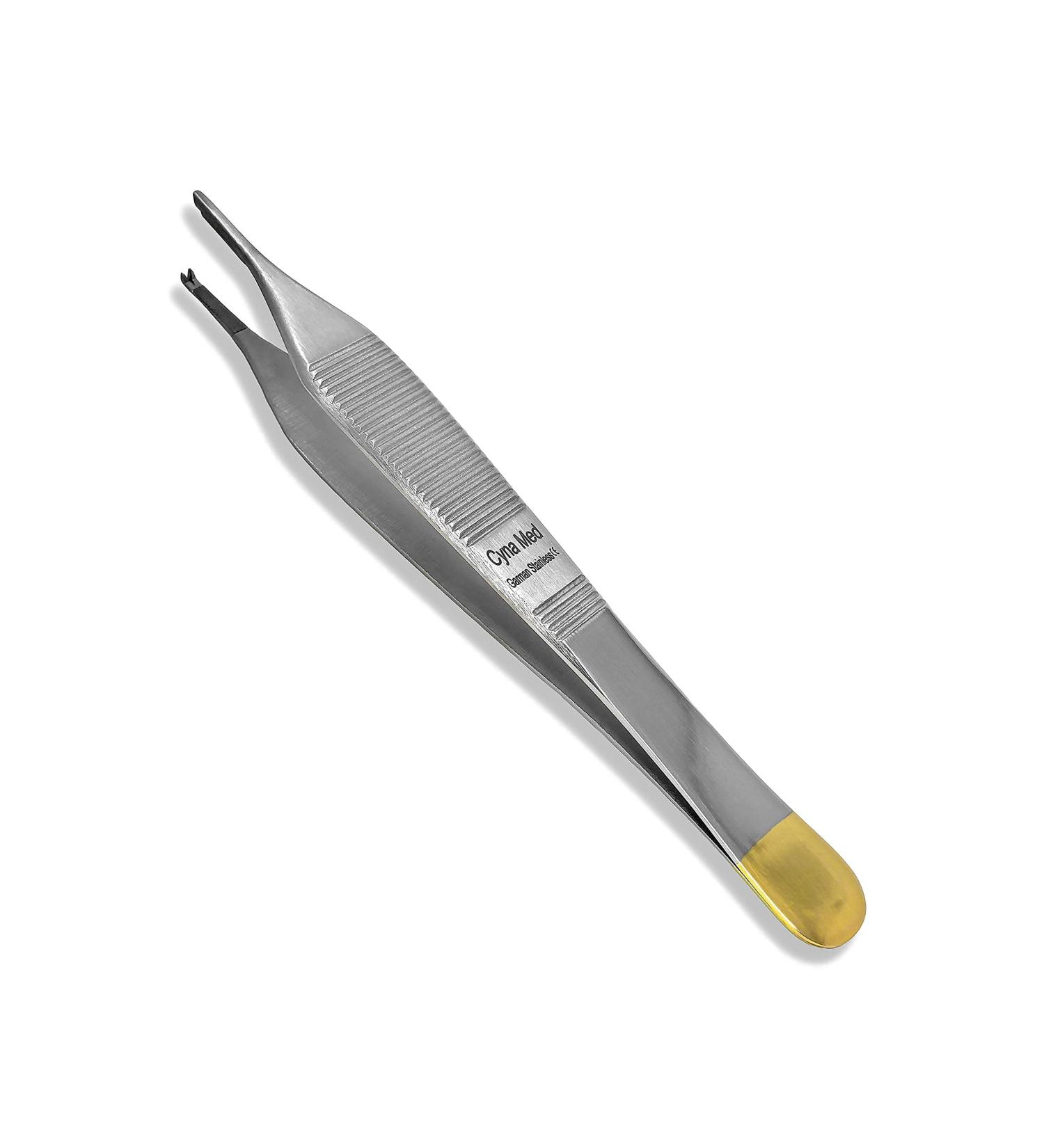 Cynamed T/C Adson Plastic Surgery Forceps 4.75 Straight Fine Point w/ Tungsten Carbide Inserts - Gold Handle - Veterinary Surgical Instrument - Buy Online on GoSupps.com