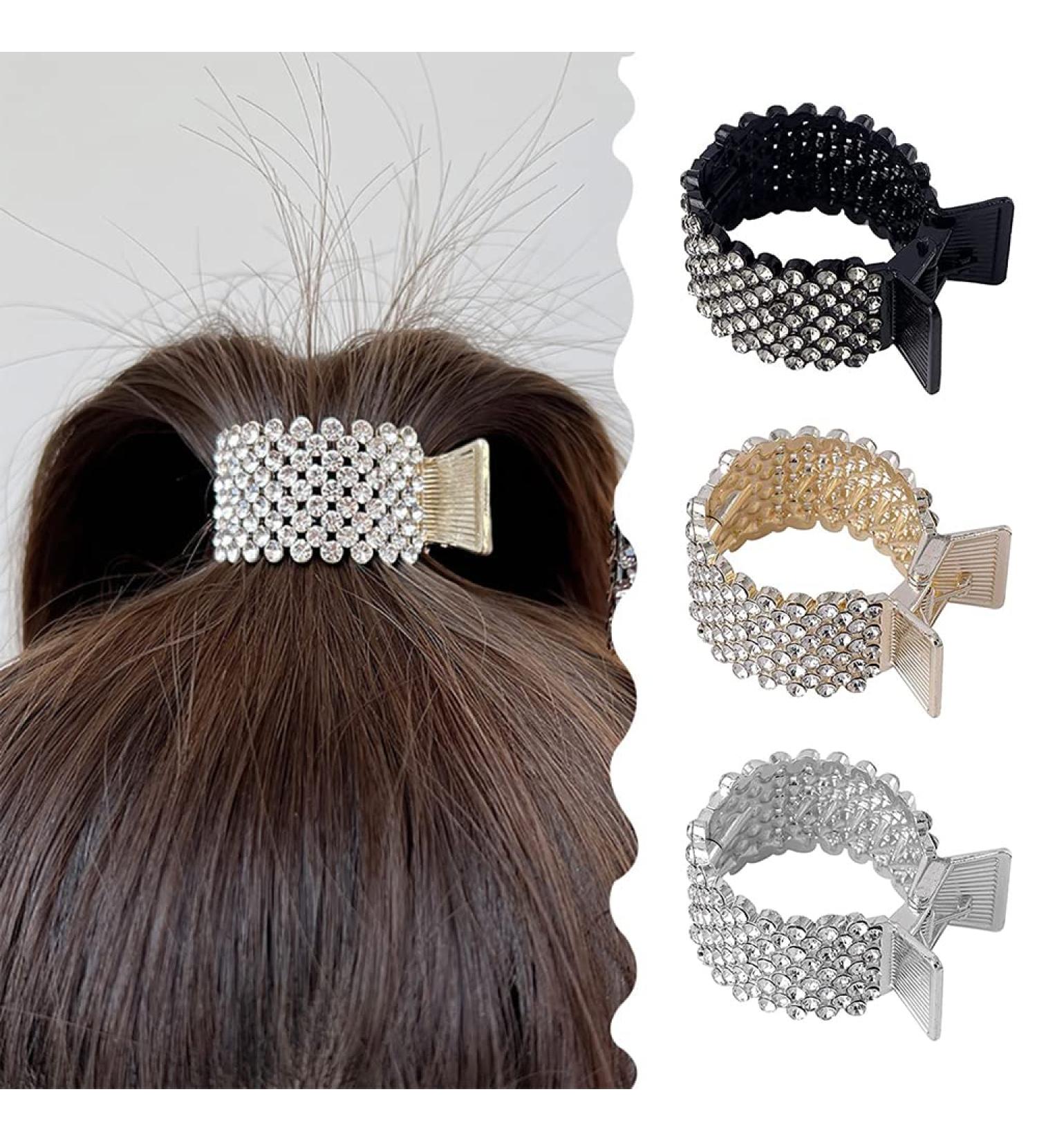 3Pcs Rhinestone Hair Claw Clips for High Ponytail - Decorative Ponytail Holder Accessories for Women - Buy Online on GoSupps.com