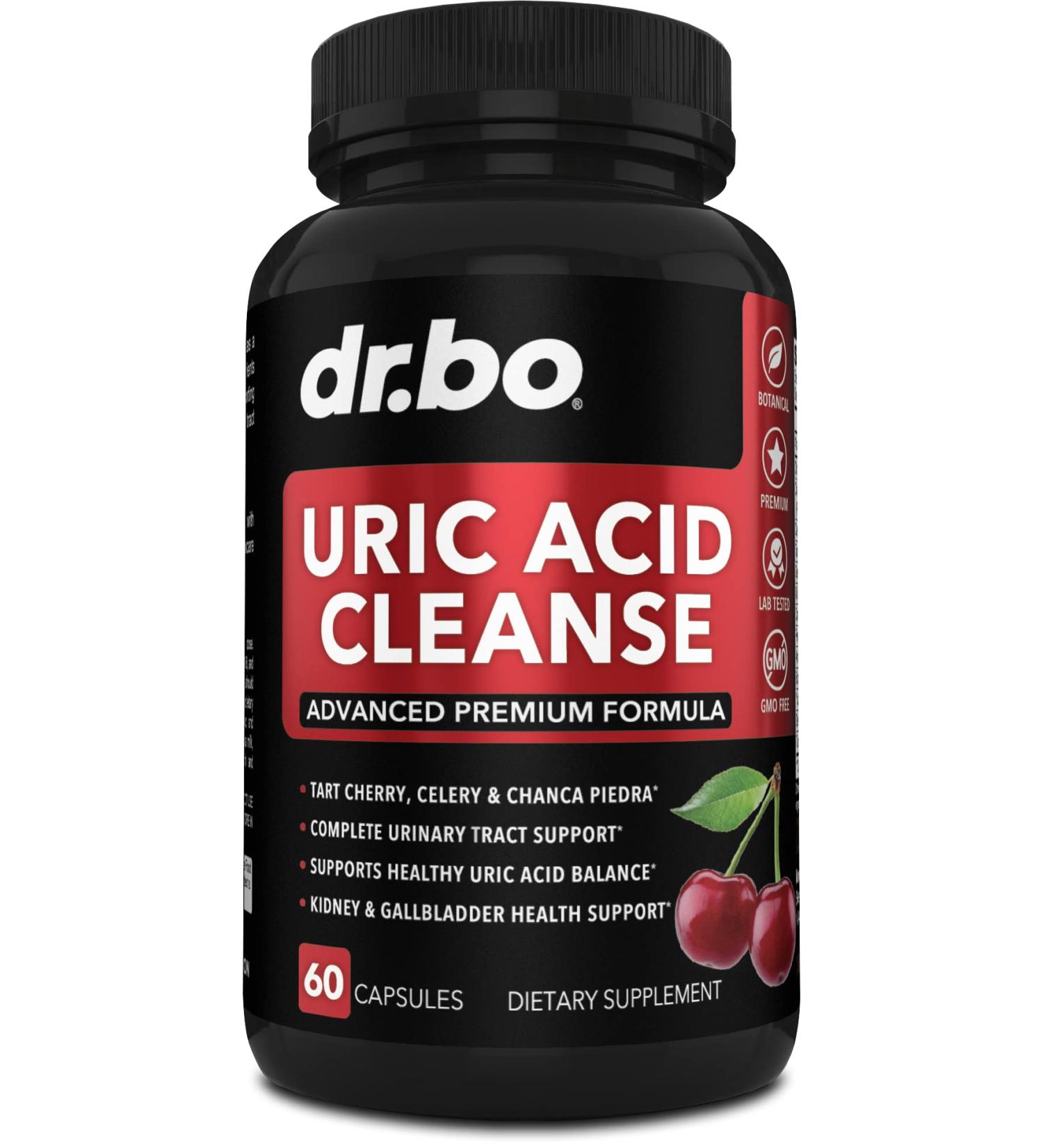 Uric Acid Cleanse Support Supplement with Chanca Piedra, Celery & Tart Cherry Extract - Joint Relief Control - Uric Acid Reducer Capsules - Buy Online on GoSupps.com