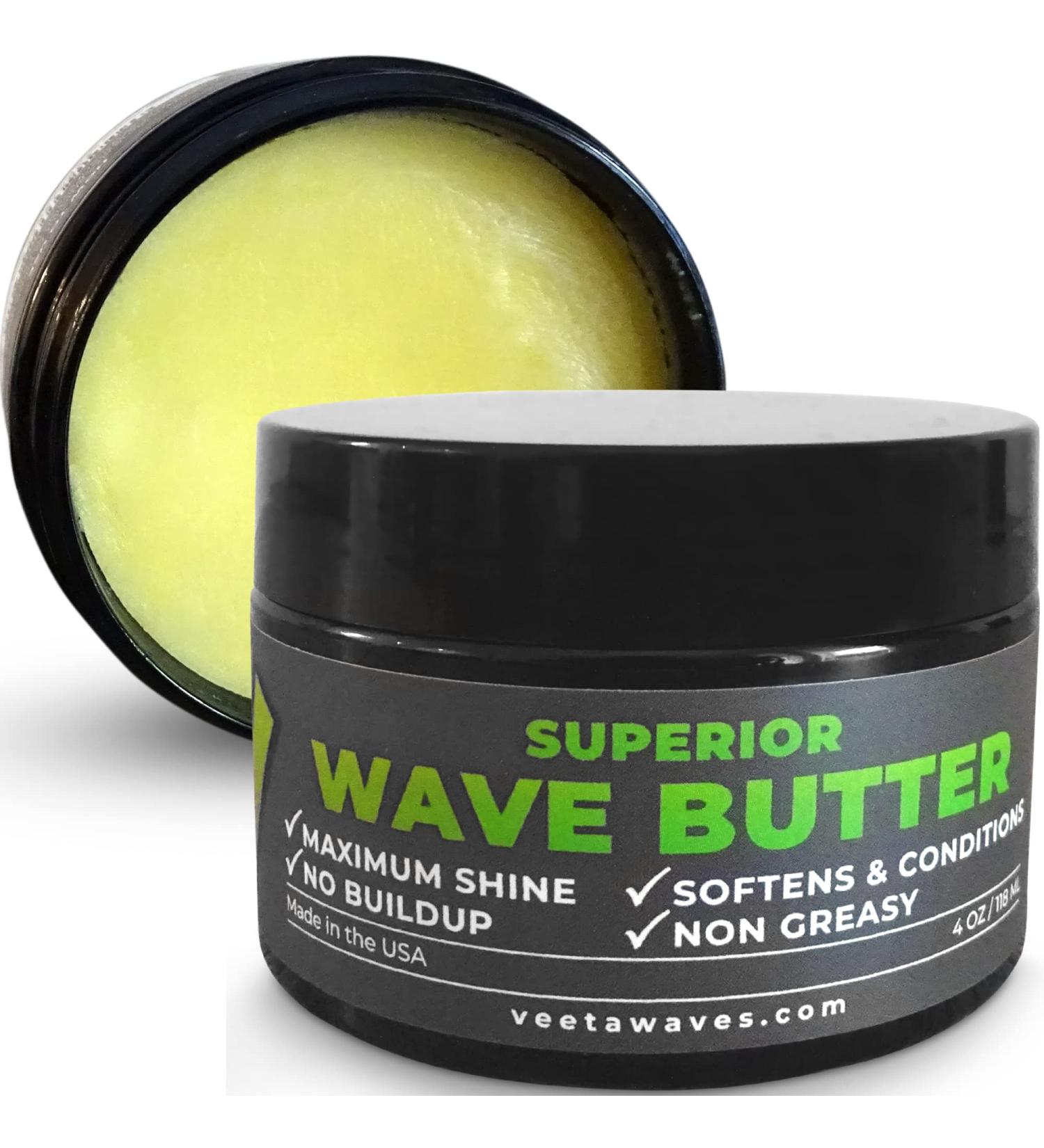 Veeta Superior Wave Butter - 360 Wave Grease for Men | Maximum Shine, Non Greasy Formula | Softens & Conditions with Shea & Tangerine Butter | No Buildup Wave Cream (4 oz) - Buy Online on GoSupps.com