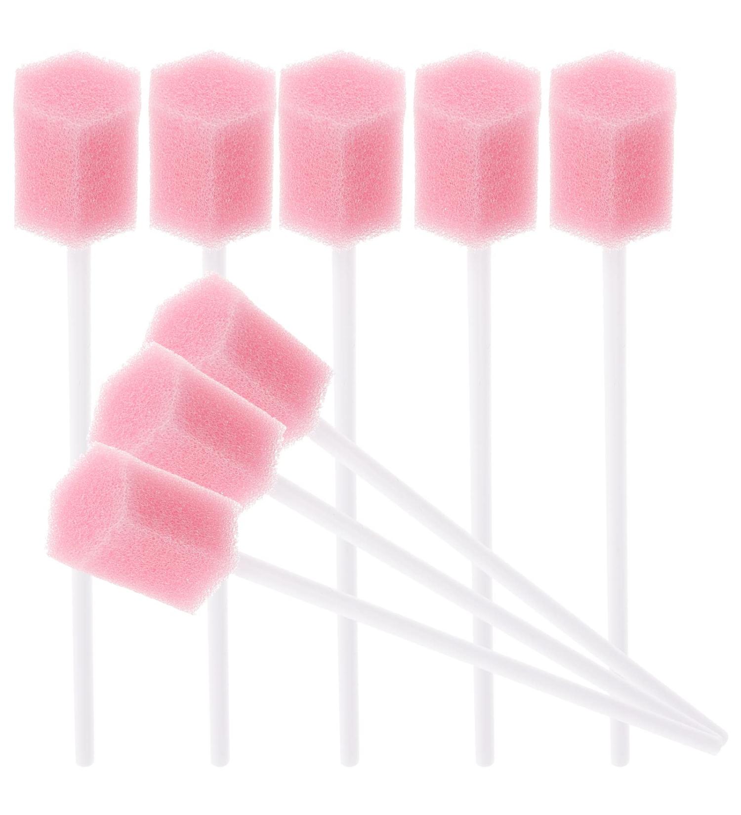 Healifty Disposable Oral Swabs - 100pcs Unflavored Sterile Mouth Swabs for Elderly - Pink Sponge Swabs - Buy Online on GoSupps.com