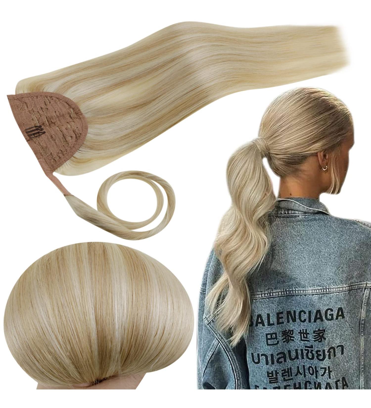 Runature 50cm Braid Extensions - Real Hair Ponytail with Blonde Highlights #18P613 - 80g Smooth Human Hair - Buy Online on GoSupps.com