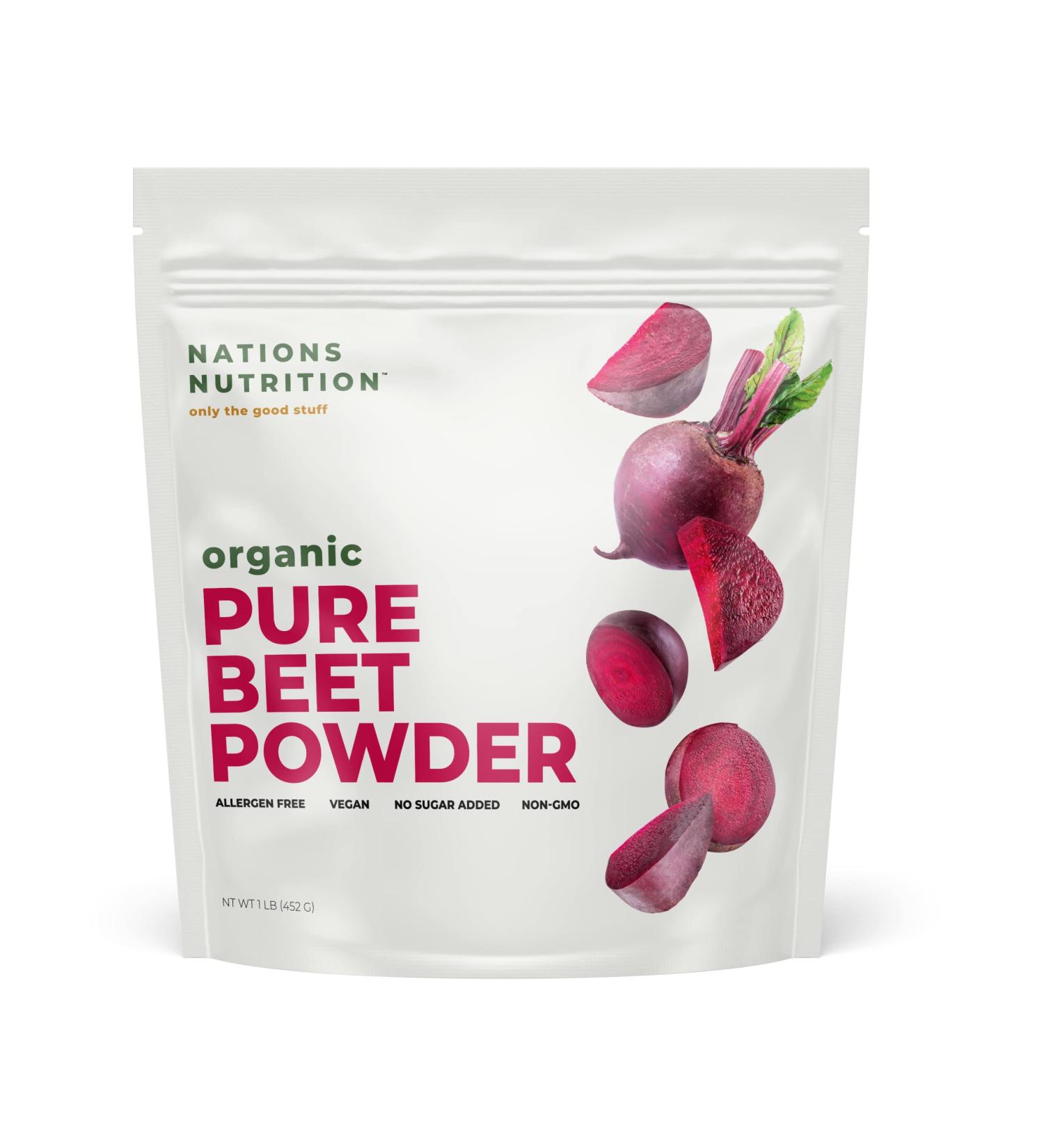 Organic Pure Beet Root Powder - Boost Nitric Oxide Heart Health & Stamina - 30 Servings (1 LB) - International Shipping Available - Buy Online on GoSupps.com