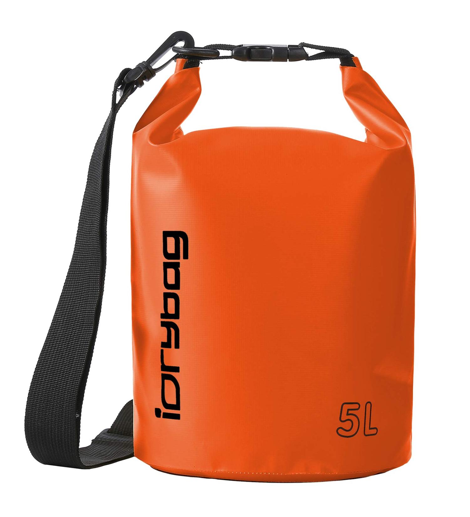 IDRYBAG Waterproof Backpack Dry Bag 5L - Orange | For Women Men | Ideal for Kayaking, Boating, Hiking | Waterproof Floating Bag - Buy Online on GoSupps.com