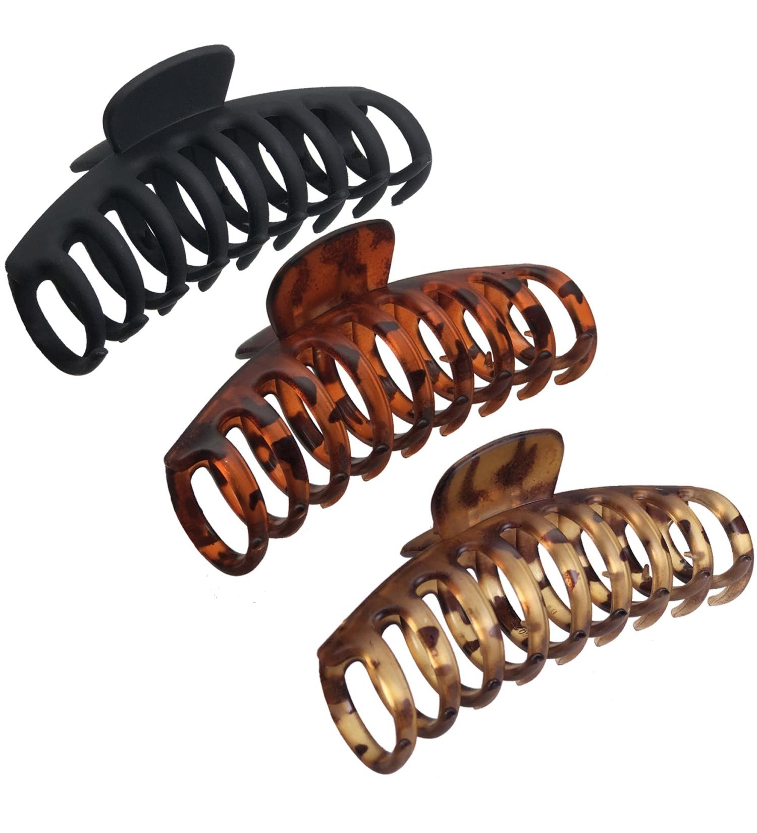 OWIIZI Big Hair Claw Clips for Women Long Thick Hair - 3 Pack Nonslip Jumbo Hair Clips for Strong Hold and Styling - Color 001 - Buy Online on GoSupps.com