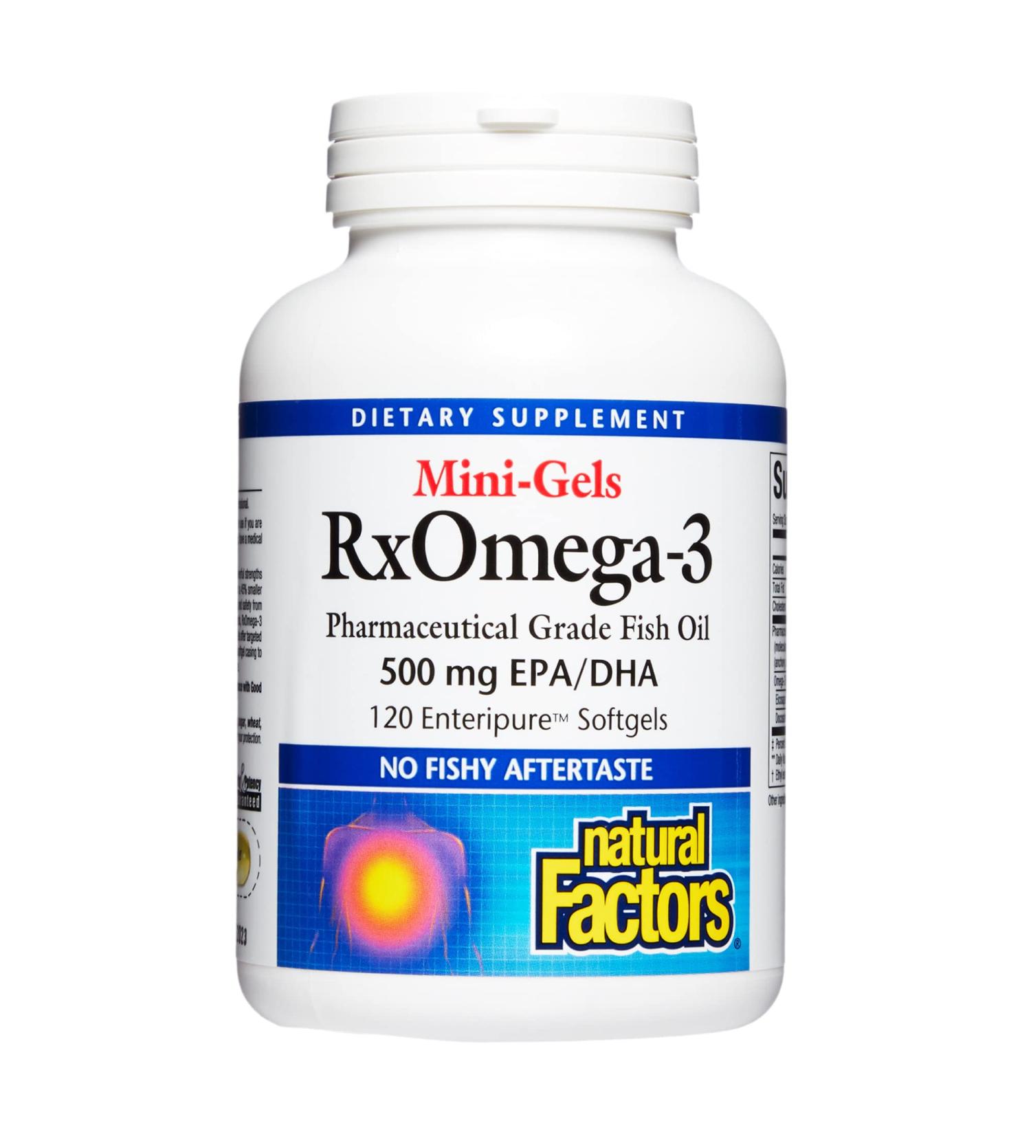 Natural Factors RxOmega-3 Mini-Gels 500 mg - 120 Enteric Softgels for Heart & Joint Health - Buy Online on GoSupps.com
