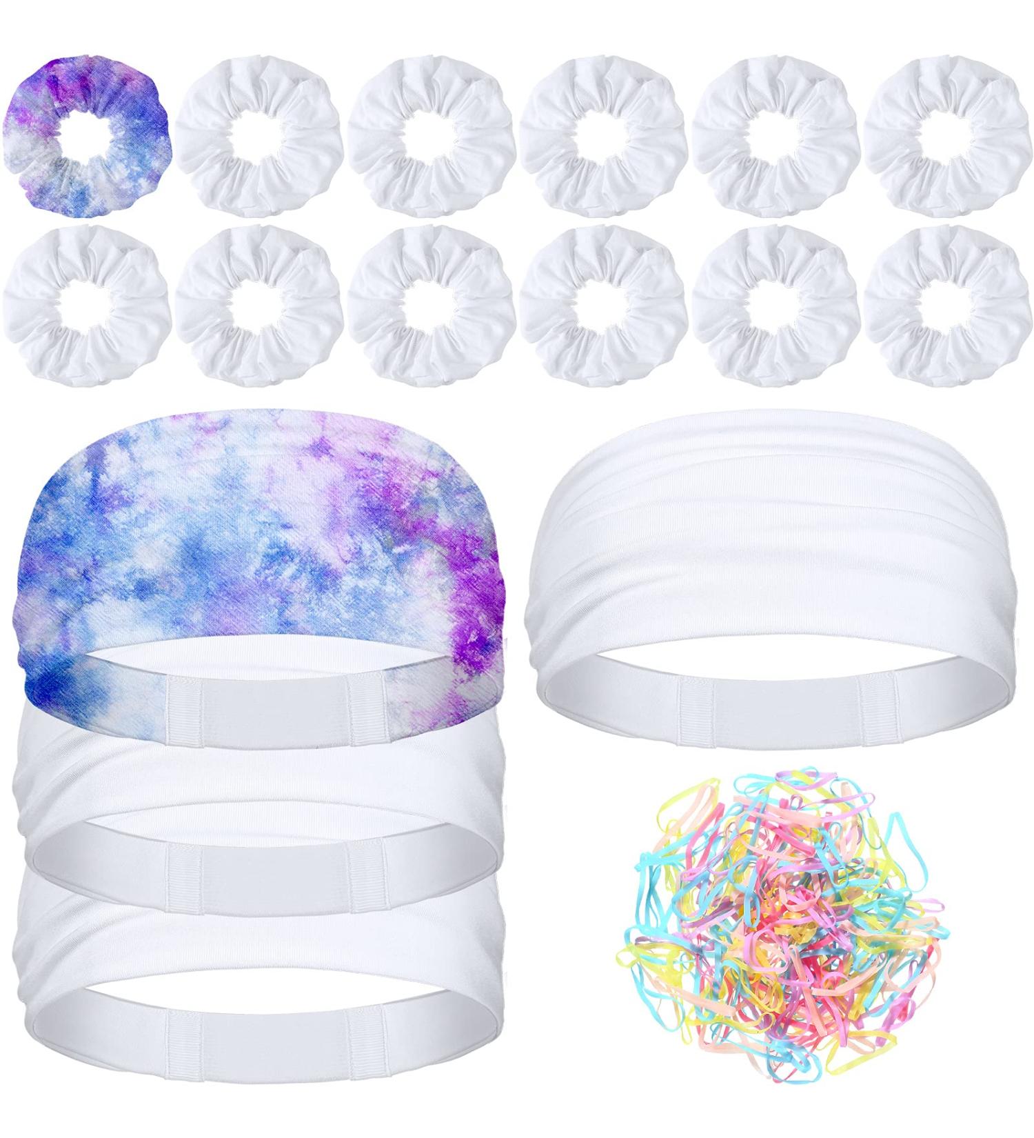17-Piece White Scrunchies & Headbands Set for Women & Girls - Hair Accessories for Tie Dye, Includes 12 Scrunchies & 4 Headbands - Buy Online on GoSupps.com