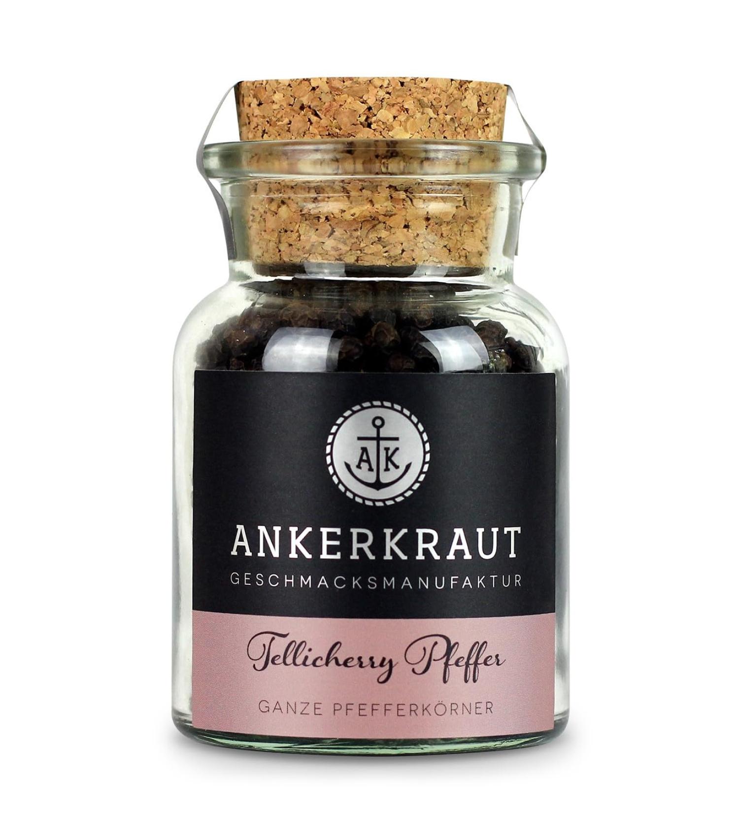 Ankerkraut Tellicherry Pfeffer - Premium Aromatic Pepper Grains in Cork Glass - 70g - Buy Online on GoSupps.com