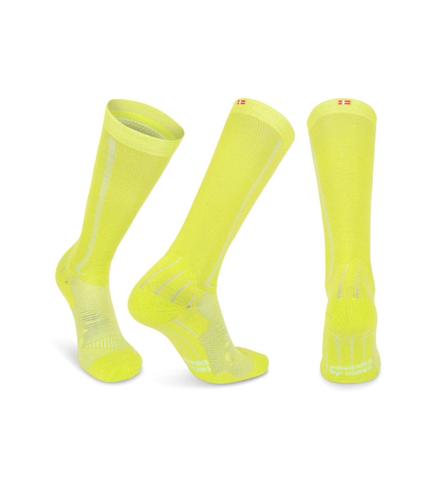 Danish Endurance Compression Stockings & Sports Socks - 21-26 mmHg Support for Men & Women - Neon Yellow/Light Blue (43-47) - Buy Online on GoSupps.com