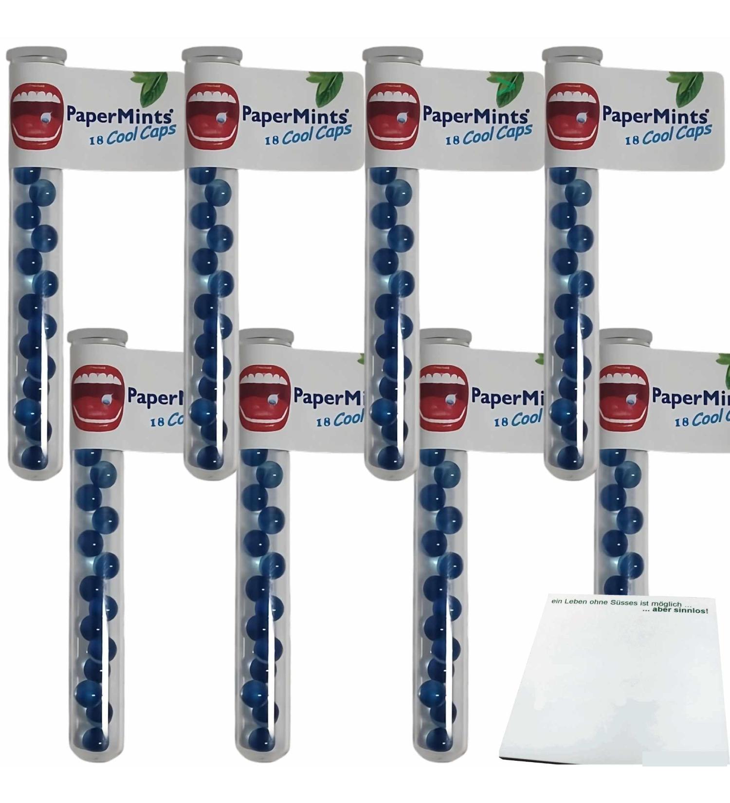 Buy PaperMints Cool Caps Mint Sugarfree Tubes 8-Pack | Fresh Mint Flavor | International Shipping Available - Buy Online on GoSupps.com
