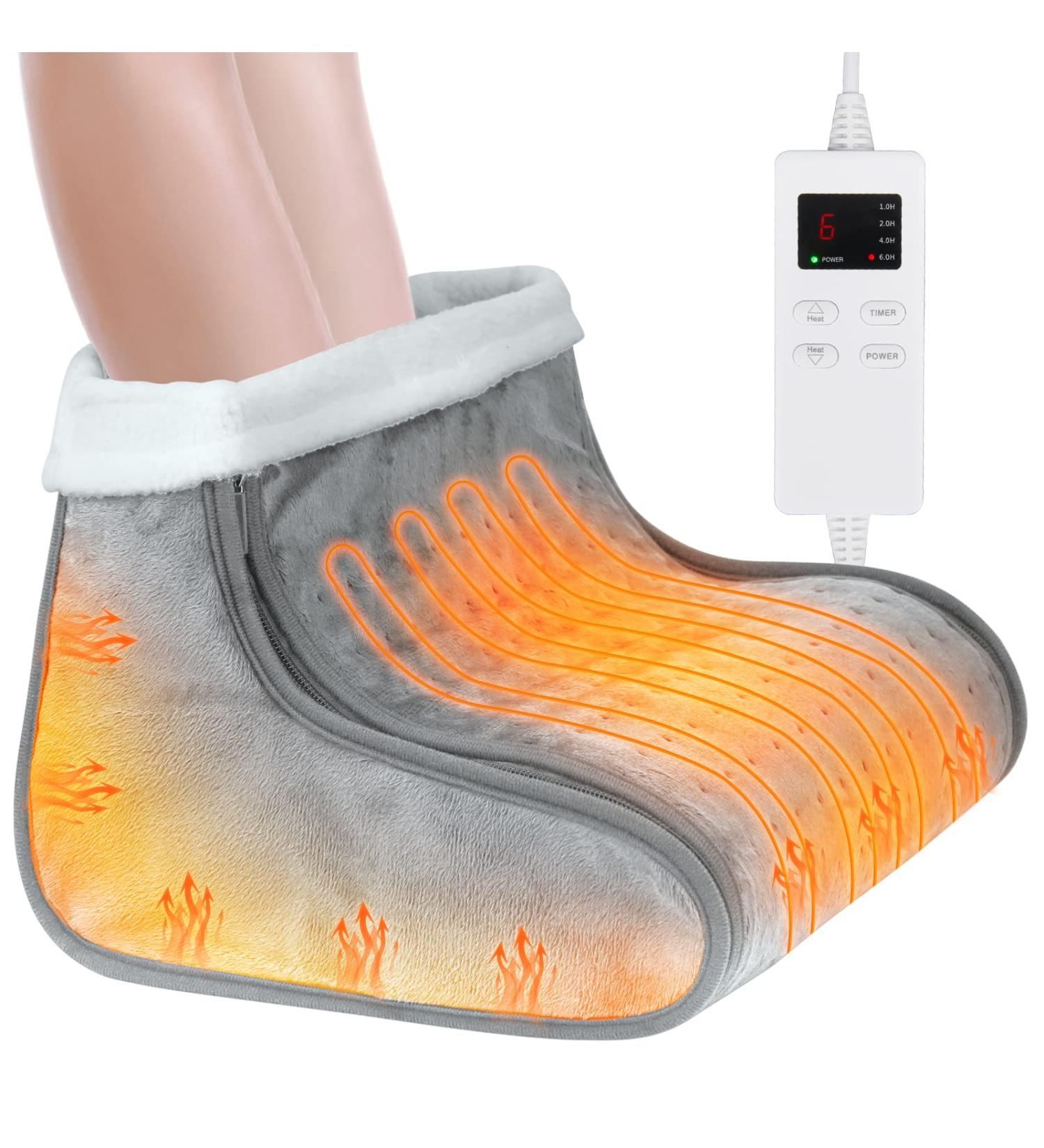 Electric Heated Foot Warmer Pad | 4 Timer & 6 Heat Settings | Detachable & Washable | for Men and Women | 13x12x9 Grey - Buy Online on GoSupps.com