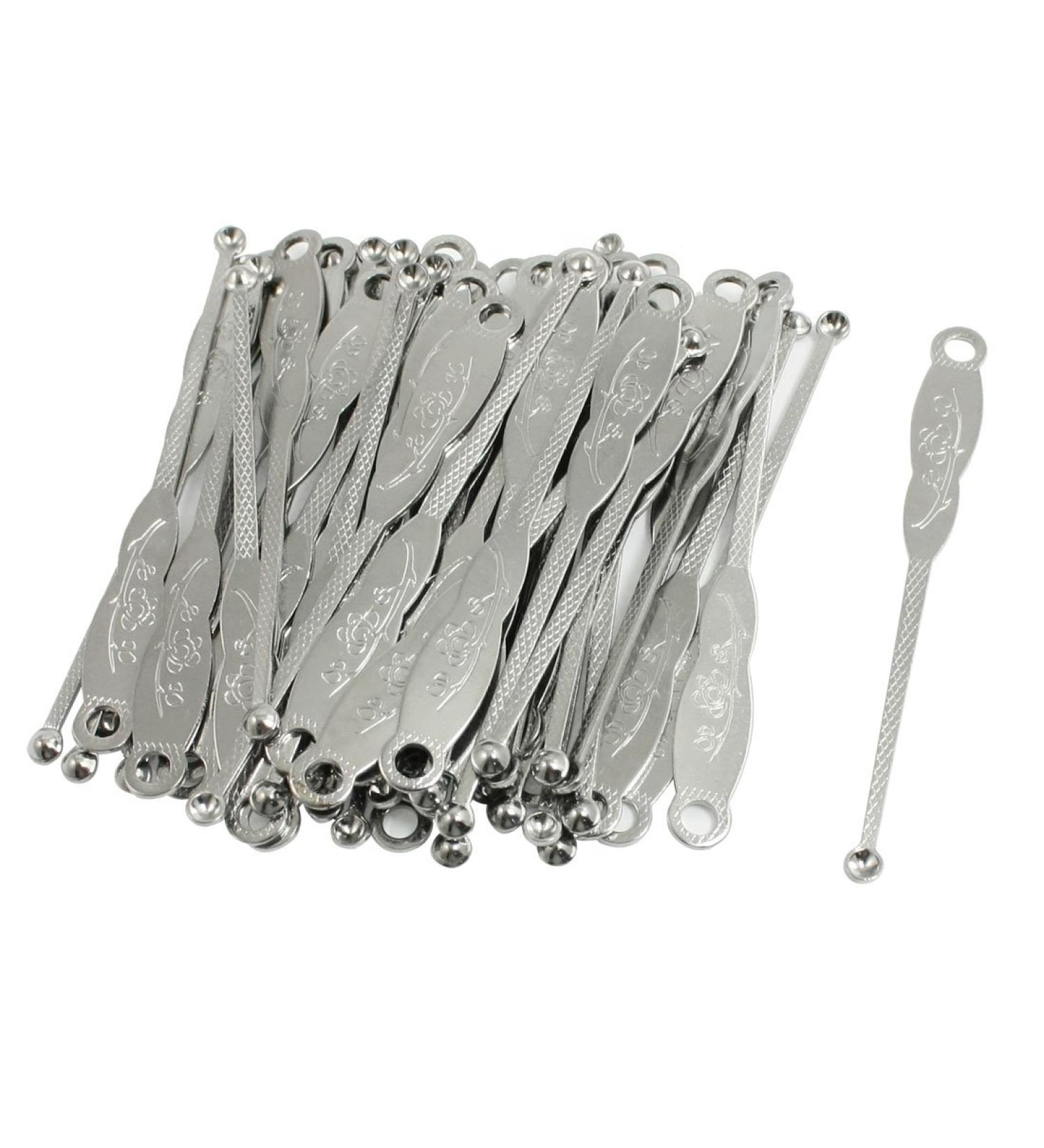 Qtqgoitem 50 Pcs Flower Pattern Metal Ear Wax Cleaner Earpick Curette Silver Tone (Model: dbb 30a f4c 83d 709)