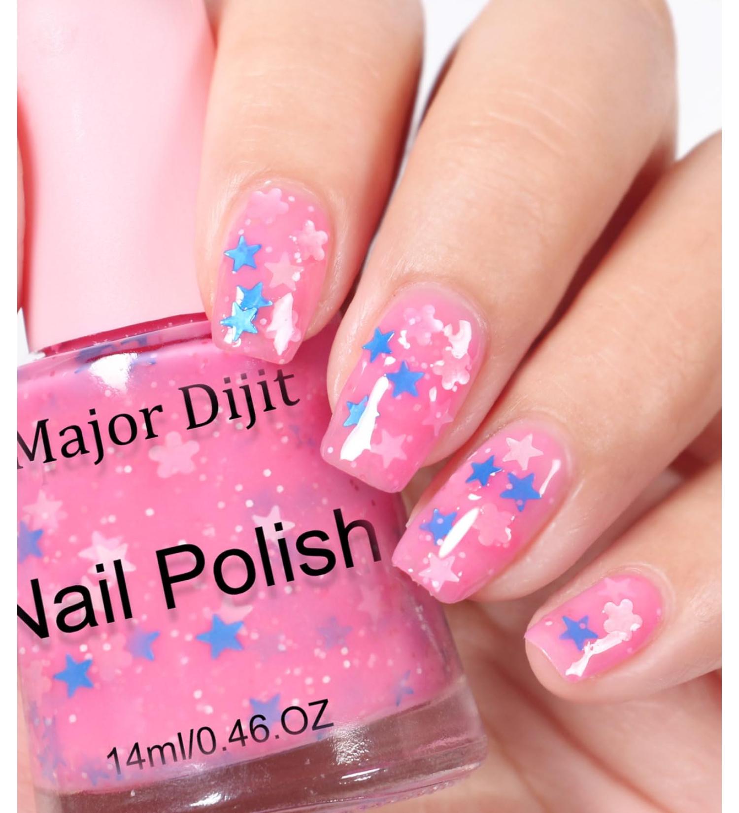 DouborQ Sparkling Shimmer Iridescent Nail Polish Long-lasting Sequins Nail Art Varnish (Pink) - Buy Online on GoSupps.com