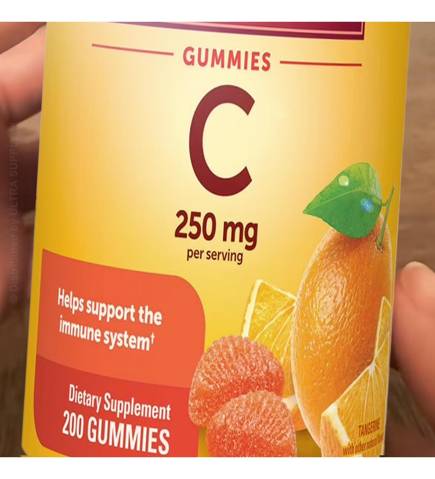 Nature_Mades Vitamin C Gummies 250mg (400 Count - Value Pack) | Tangerine Flavor Antioxidant Support Daily Wellness Gluten Free No Artificial Flavors