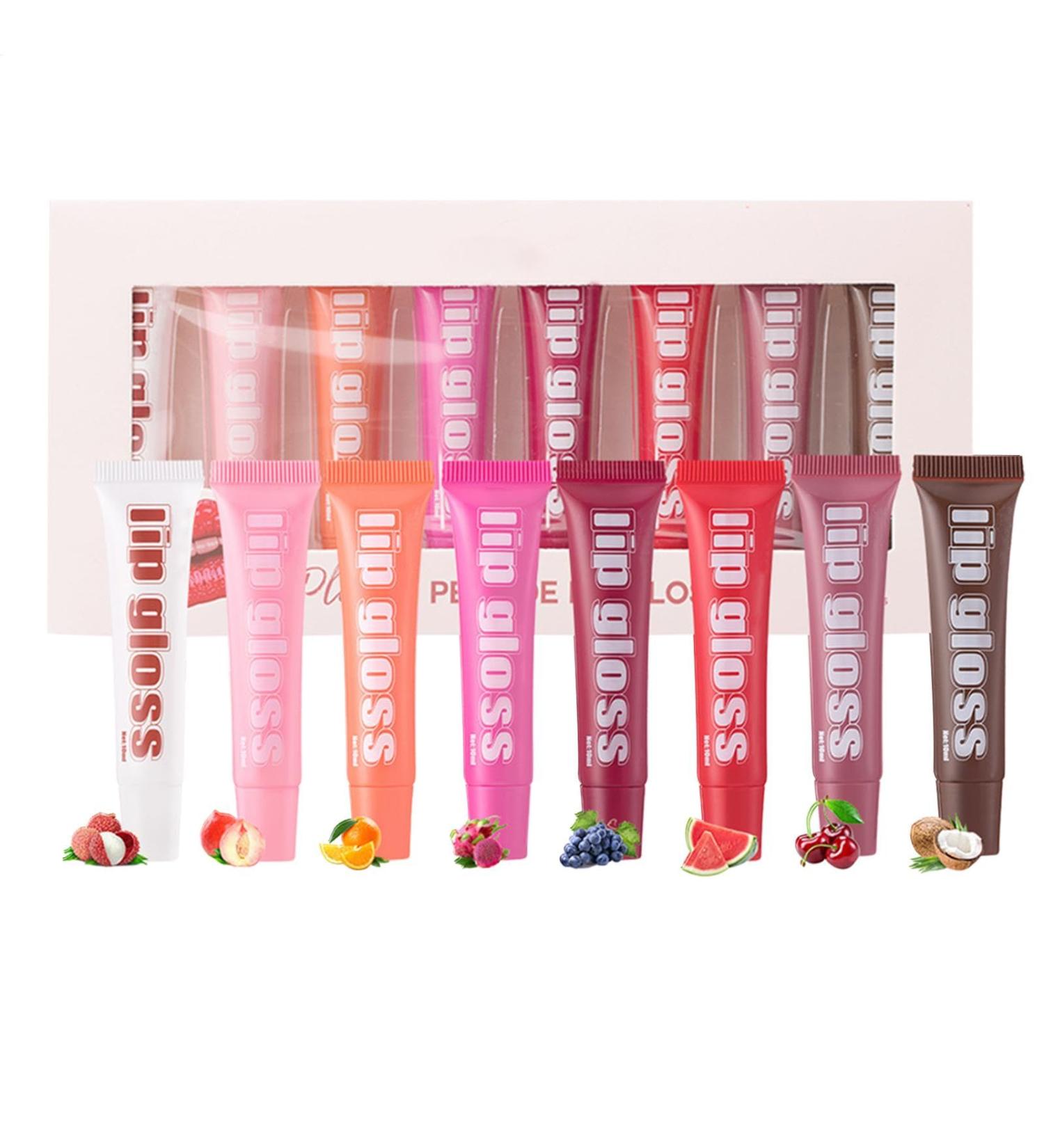 Flavored Lip Gloss Set for Girls Liquid Lip Gloss 8 x Colored Lip Butter Oil with Gelatin - Lip Gloss in Assorted Fruity Flavors Lip Gloss - Buy Online on GoSupps.com