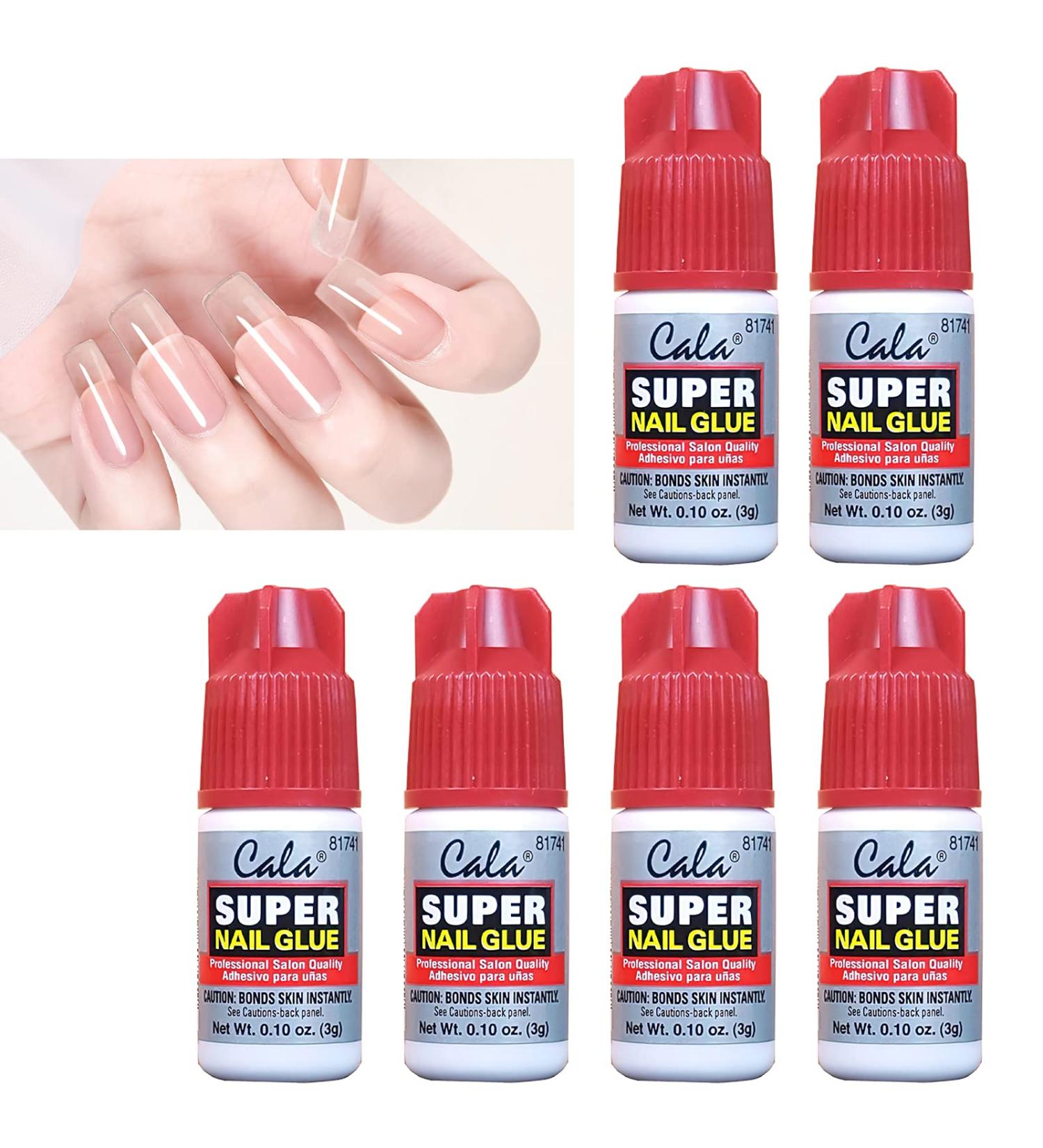 Cala Super Nail Glue Professional Salon Quality | Quick and Strong Nail Liquid Adhesive (6 Bottles) - Buy Online on GoSupps.com