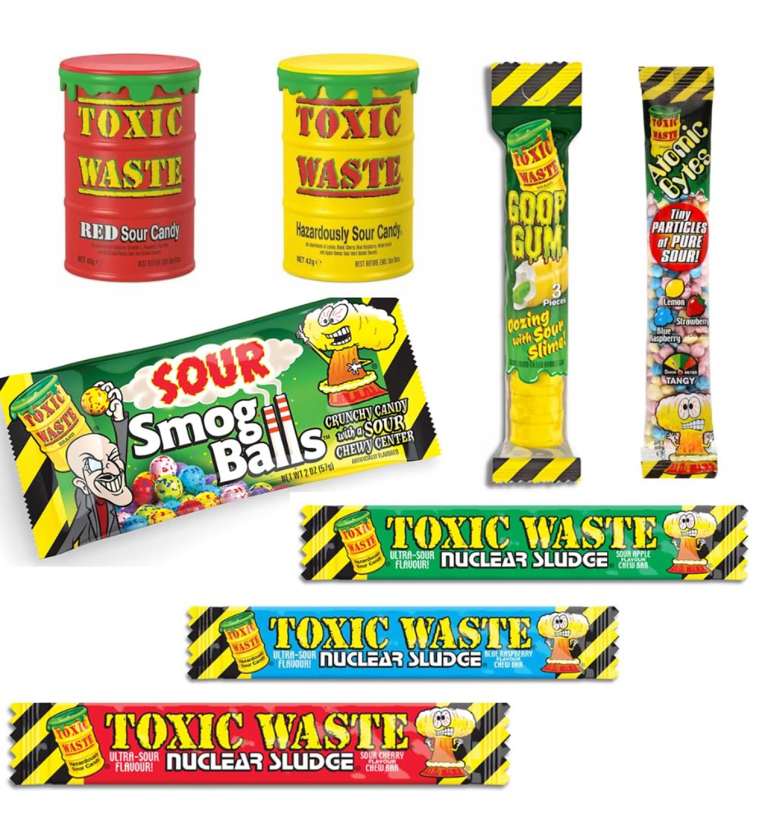 Toxic Waste Selection Pack - 8 different sour US candy treats totalling 295g