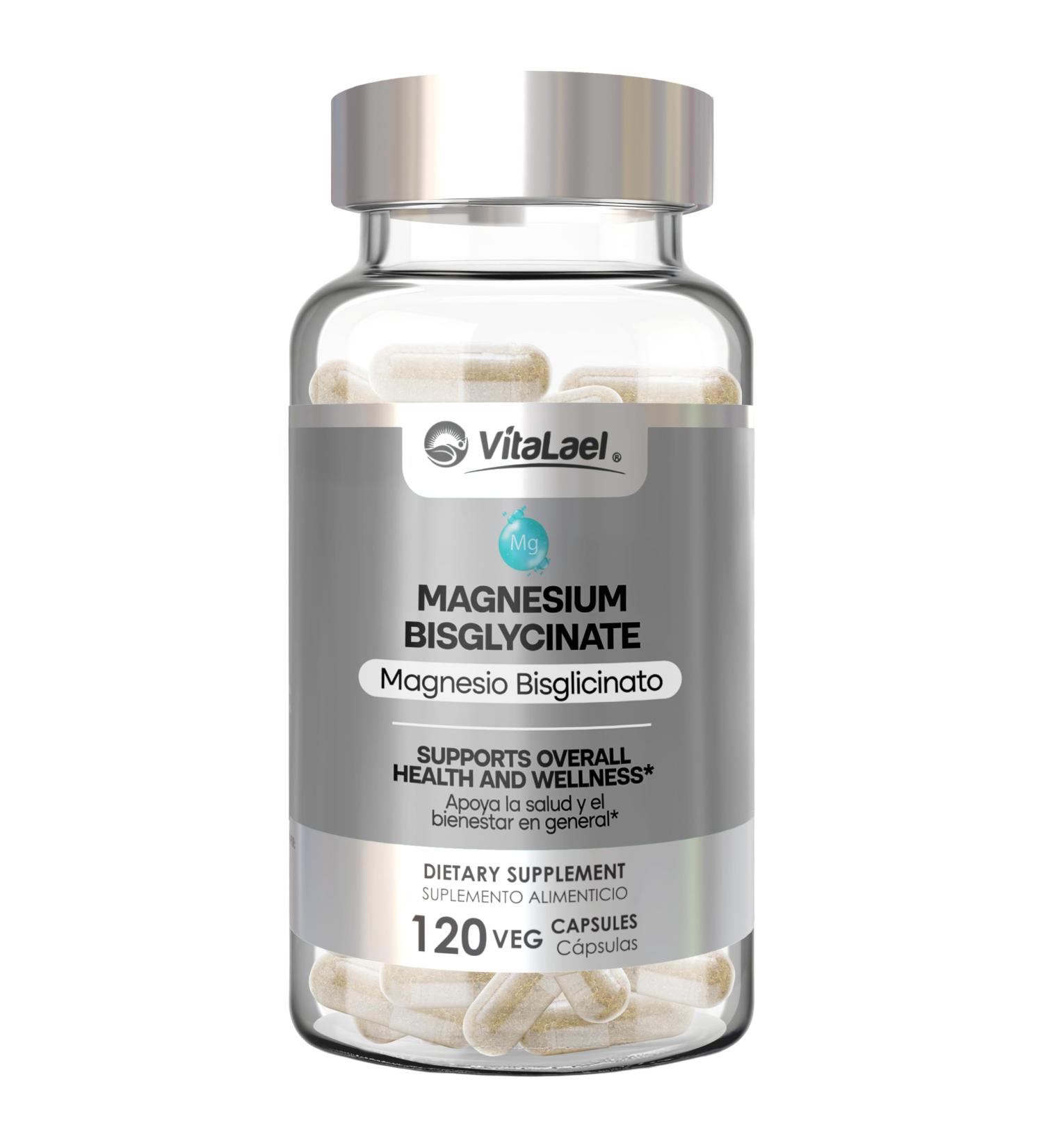 VitaLael Magnesium Bisglycinate - High Absorption Support Supplement 120 Capsules - Natural Wellness & Energy Support Formula*