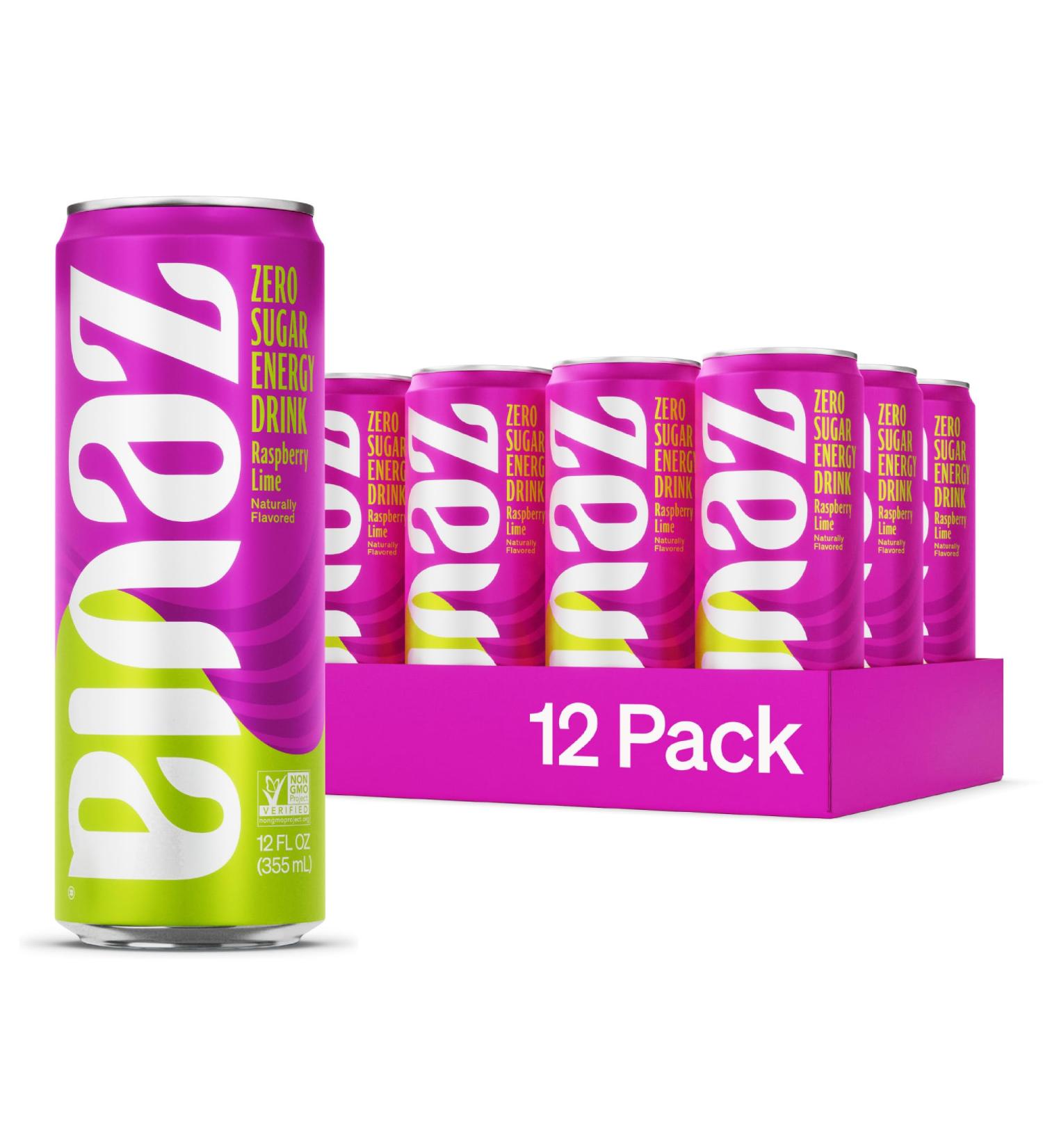 Zevia Zero Sugar Raspberry Lime Energy Drink 355 mL Cans (Pack of 12) - Buy Online on GoSupps.com