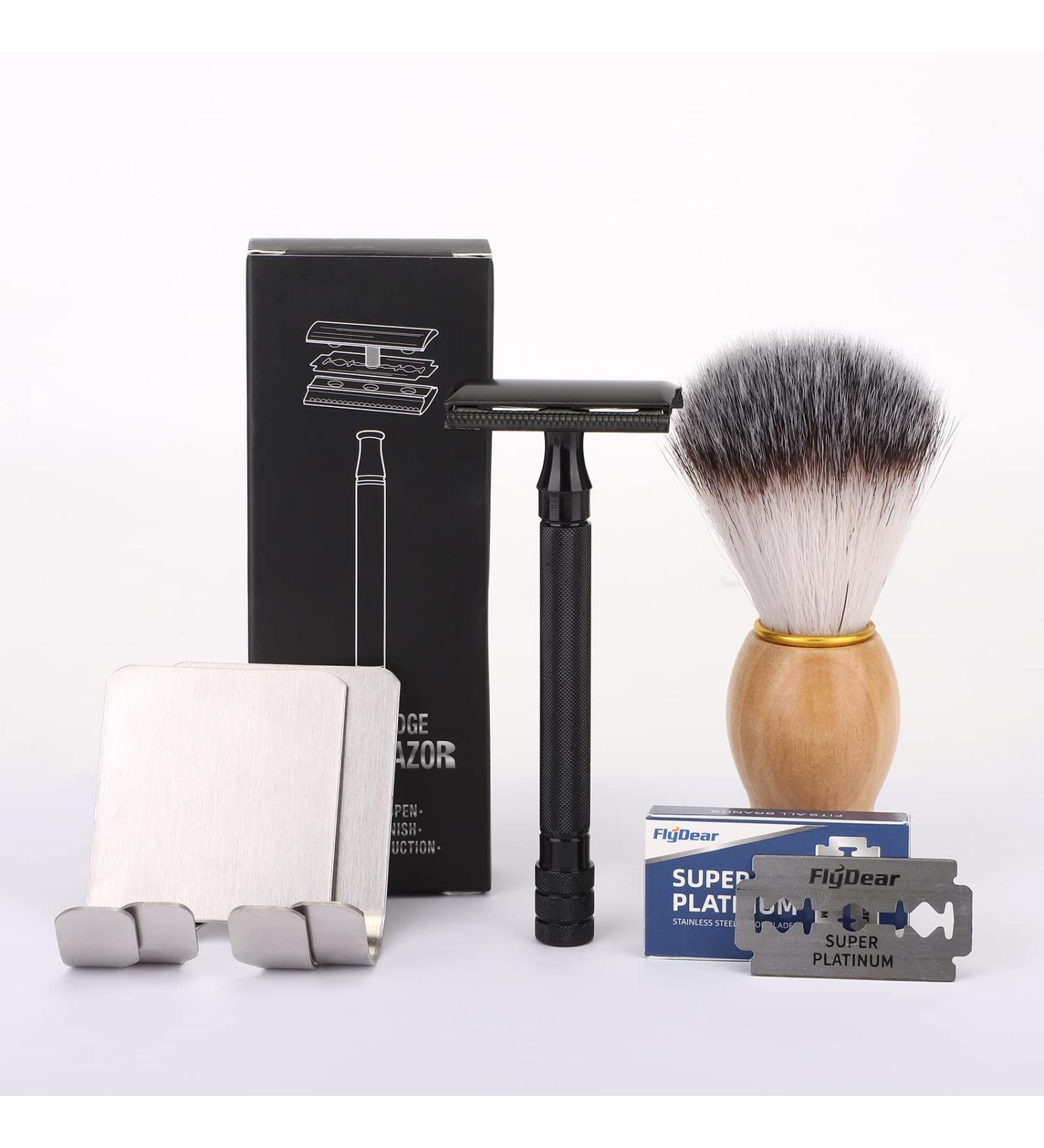 Eco-Friendly Black Razor Plane Set | 10 Blades Hooks & Brush | Sustainable Safety Razor for Men - Buy Online on GoSupps.com
