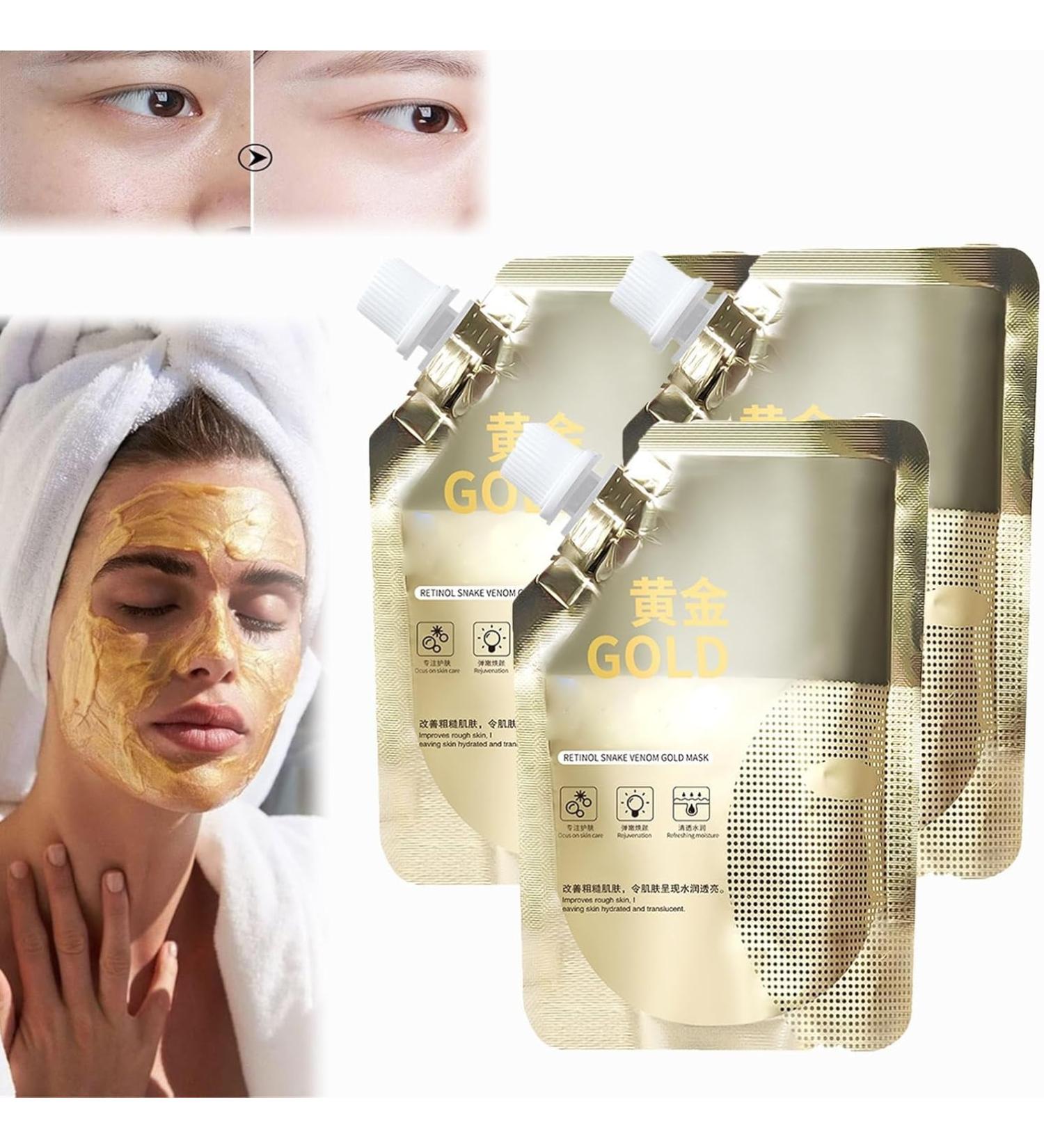  oihgerg Huasurv gold mask gold foil rejuvenating gold peeling mask retinol snake venom gold mask for all skin types 3pcs - Buy Online on GoSupps.com