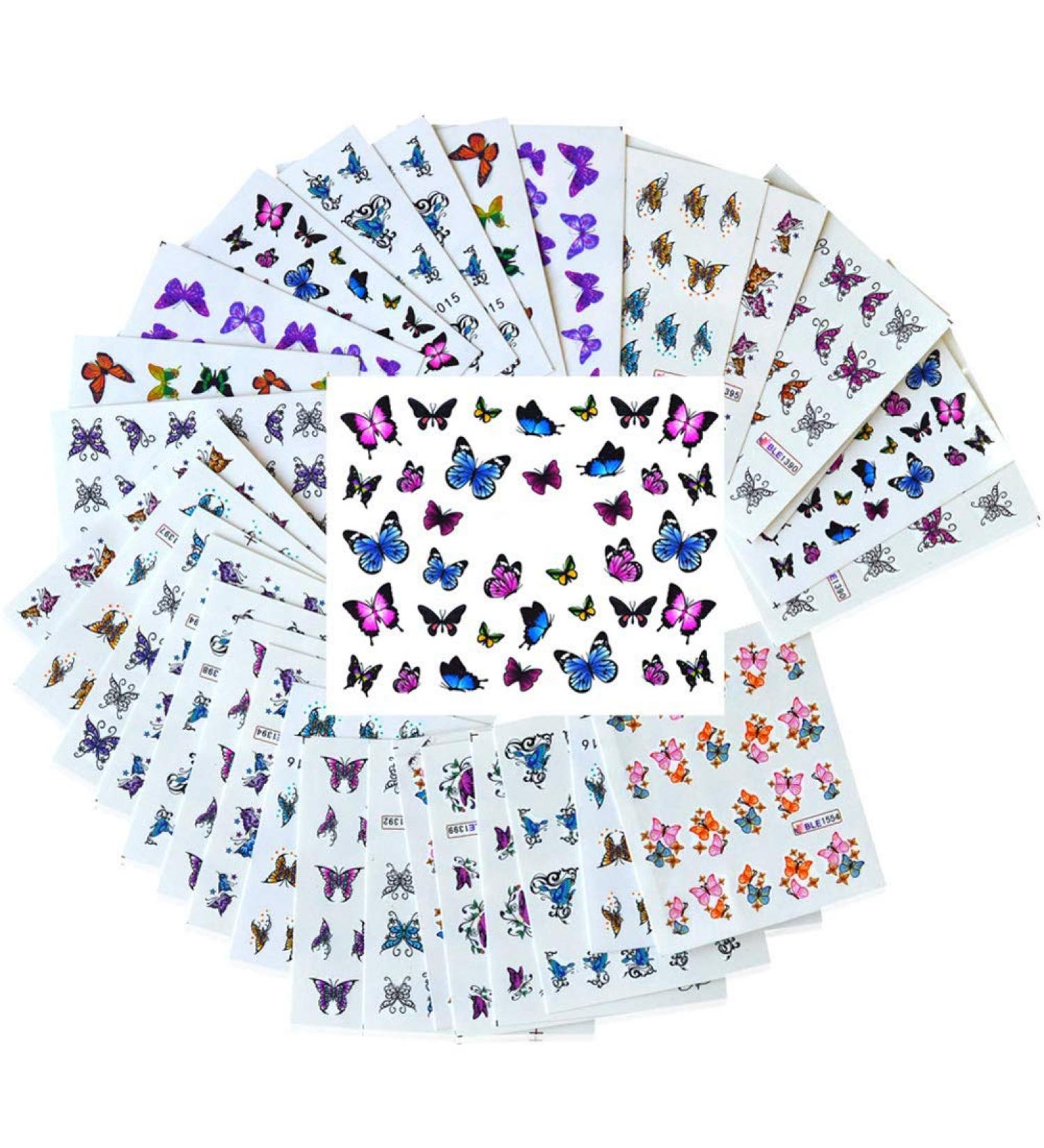 Butterfly Nail Art Stickers Colorful Butterflies Nail Art Stickers Decals Butterfly Design for Nails Art Design Water Transfer Decals Butterfly Nail Art Foil Sticker Set Manicure Tips Butterfly Nail - Buy Online on GoSupps.com