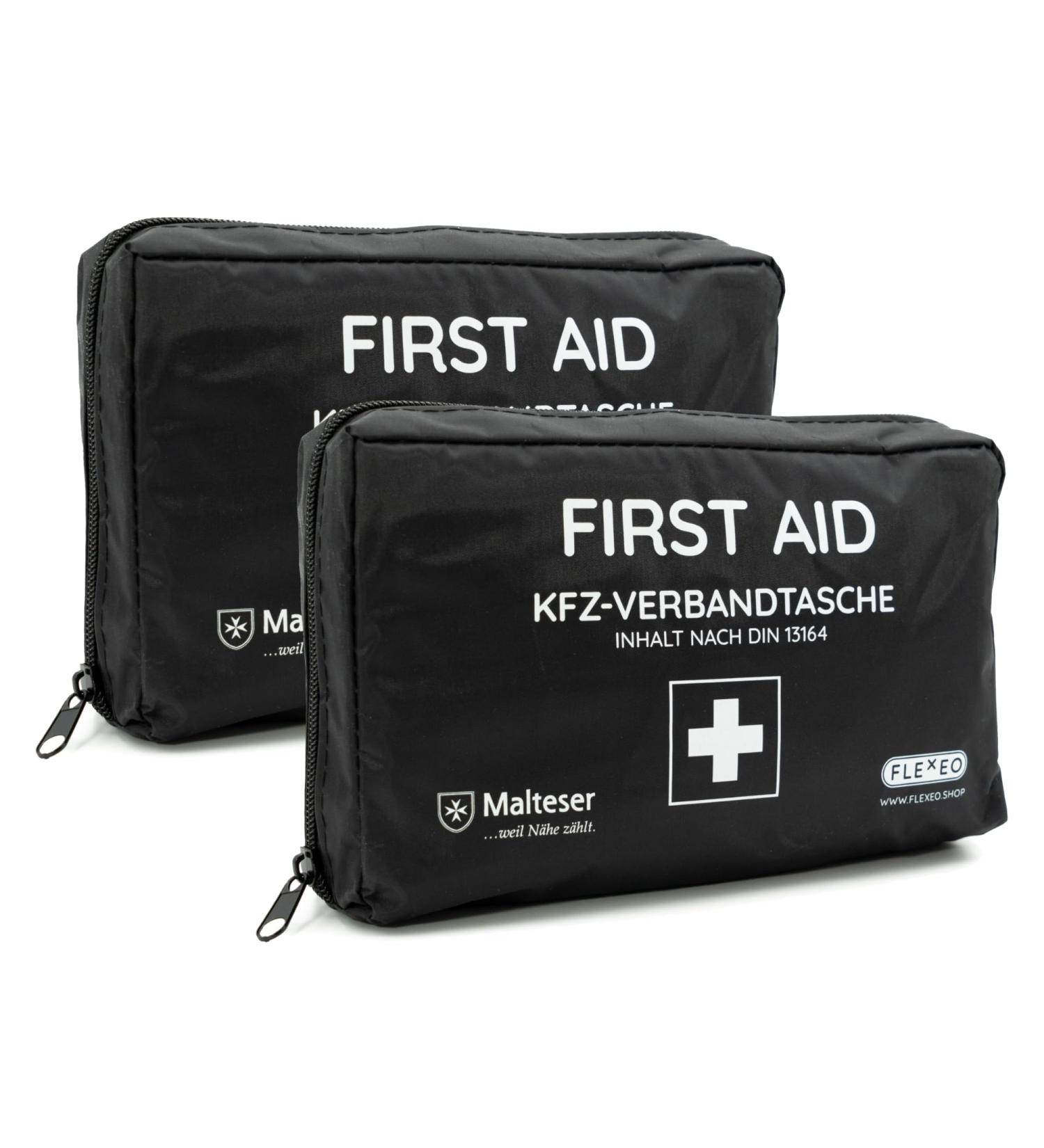 Motor Lamination Bag DIN 13164 - First Aid Kit for Cars & Motorcycles | Black Bandage Set (2-Pack) - International Shipping - Buy Online on GoSupps.com