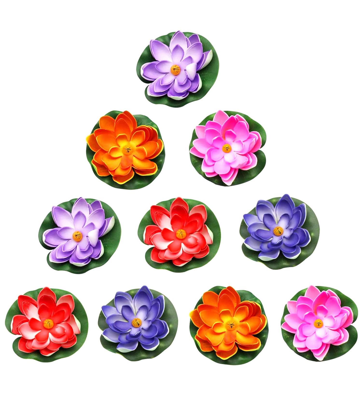 10 Pieces Artificial Seerose Floating Lotus Blossom - Realistic Decoration for Garden Pond & Aquarium | AUPAWDY - Buy Online on GoSupps.com