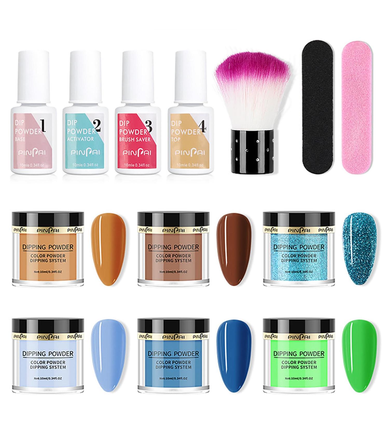 Roseflower Dipping Powder Nails Kit - 6 Colors Nude Dip Powder Starter Kit with Base & Top Coat | DIY Salon Manicure at Home | Blassing Gling Sling Laits Hainted for Perfect Nails - Buy Online on GoSupps.com