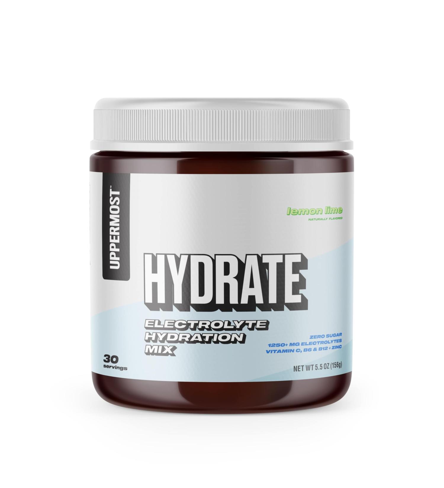 UPPERMOST Hydrate Keto Electrolytes Powder Sugar-Free Lemon Lime Drink Mix with Vitamin C B6 B12 & Zinc 30 Servings - Buy Online on GoSupps.com