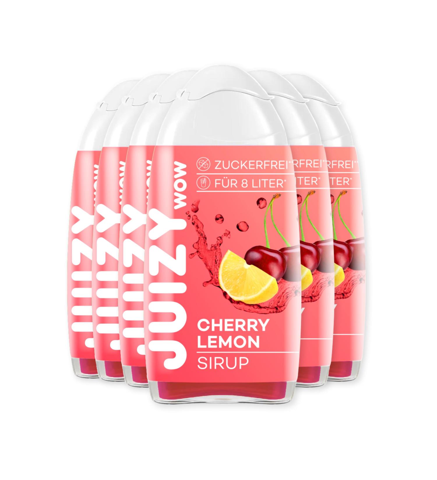 Juizy WoW Sugar-Free Cherry Lemon Syrup | 6 x 65ml | Zero Calories Vegan Beverage Concentrate | Up to 72L Natural Drink | More Juice Less Calories - Buy Online on GoSupps.com